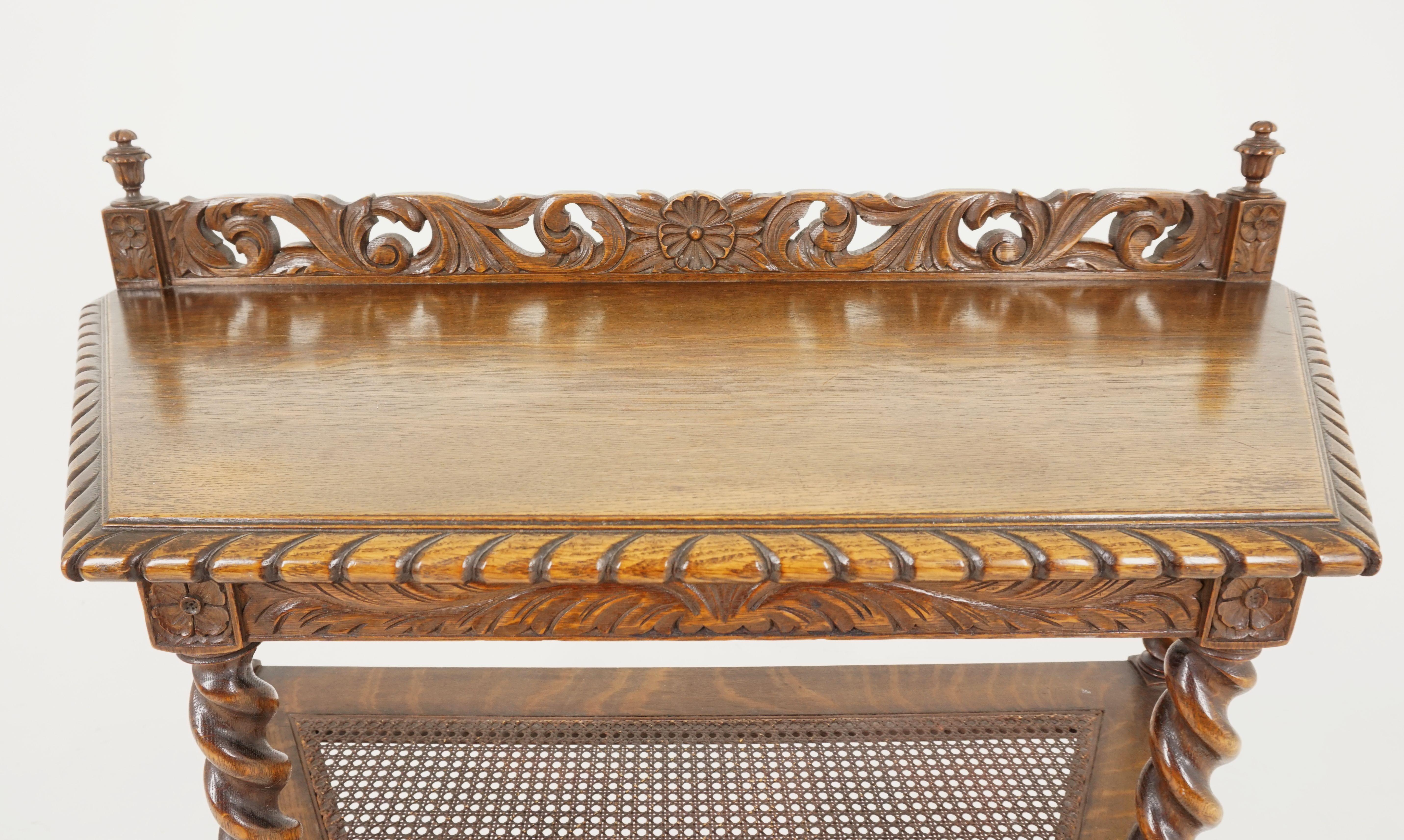 Hand-Crafted Antique Hall Table, Carved Tiger Oak, Barley Twist, Scotland 1910, B2538