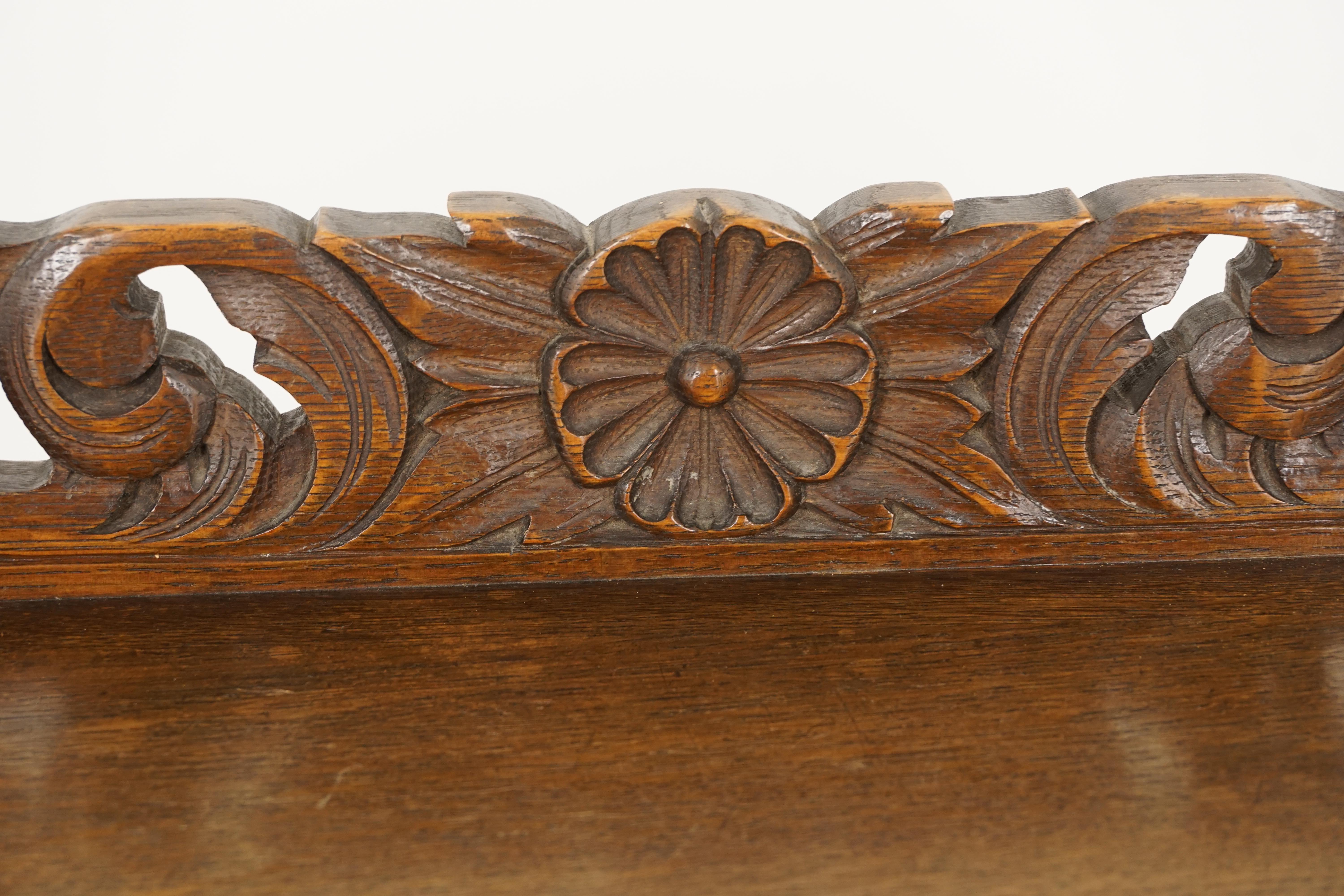 Antique Hall Table, Carved Tiger Oak, Barley Twist, Scotland 1910, B2538 In Good Condition In Vancouver, BC