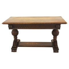 Antique Hall Table, Carved Tiger Oak, Writing Table, Scotland 1910, B2521