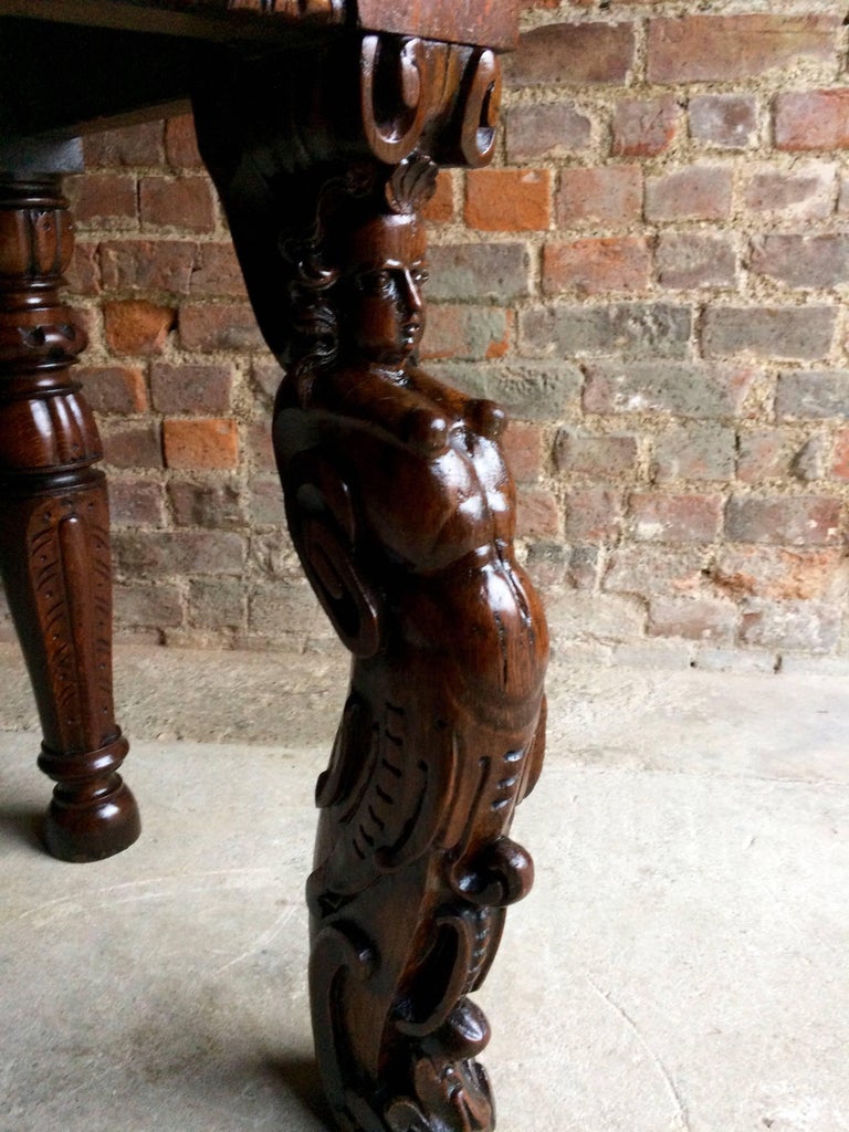 Antique Hall Table Gothic Carved Oak Victorian 19th Century at 1stDibs