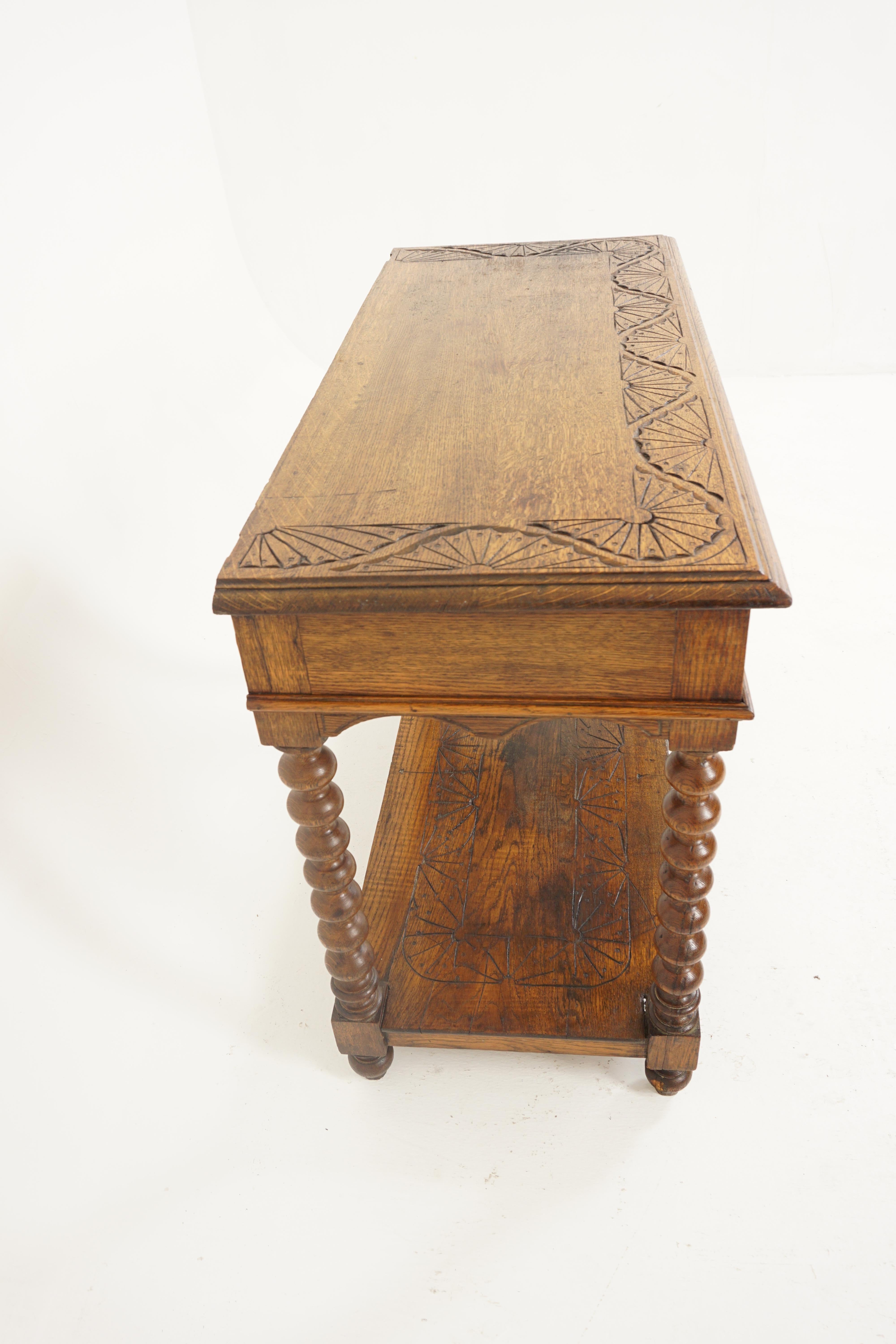 Antique Hall Table, Oak Server, Green Man, Scotland 1880, B2662 3