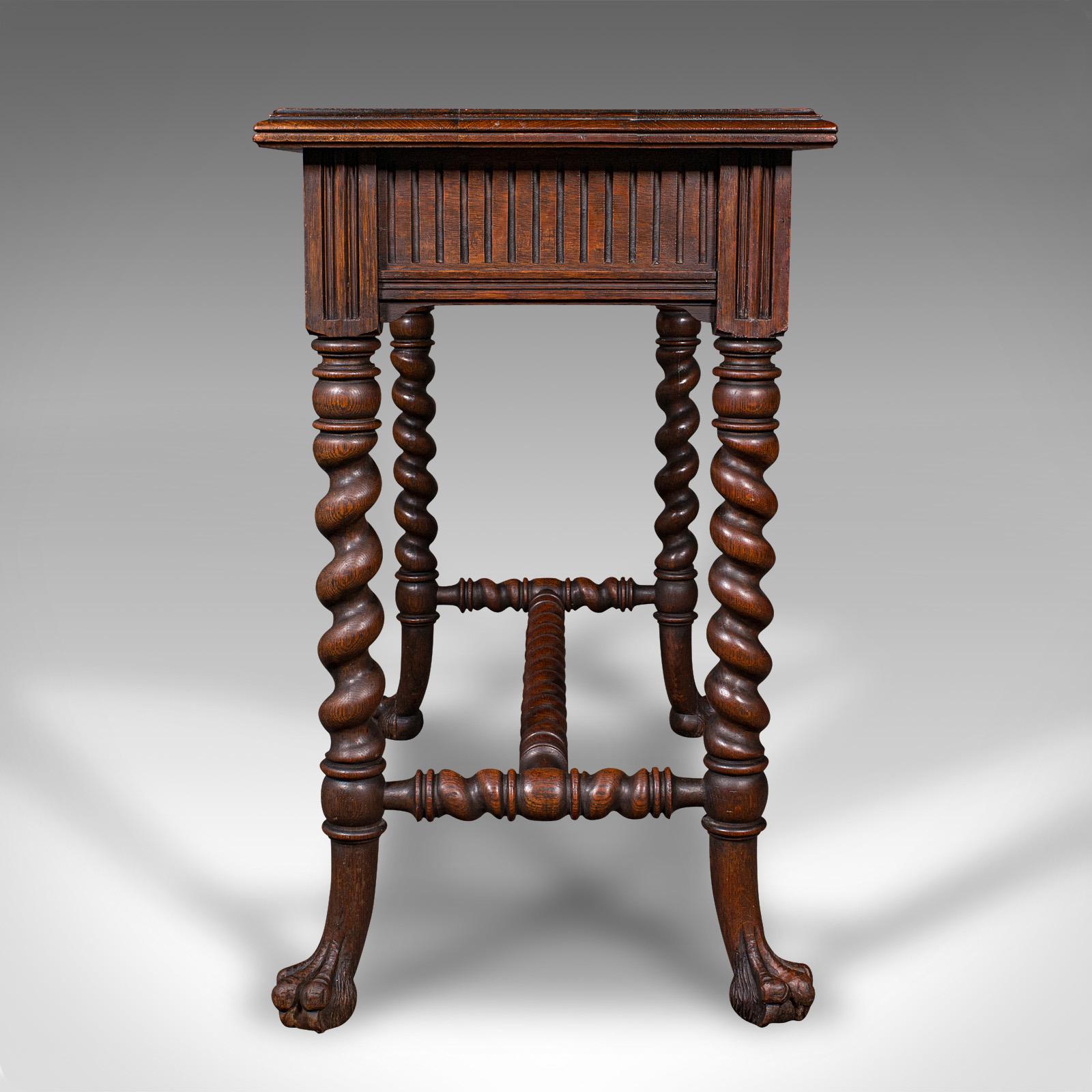 19th Century Antique Hall Table, Scottish, Oak, Side, Reception, Gothic Revival, Victorian For Sale
