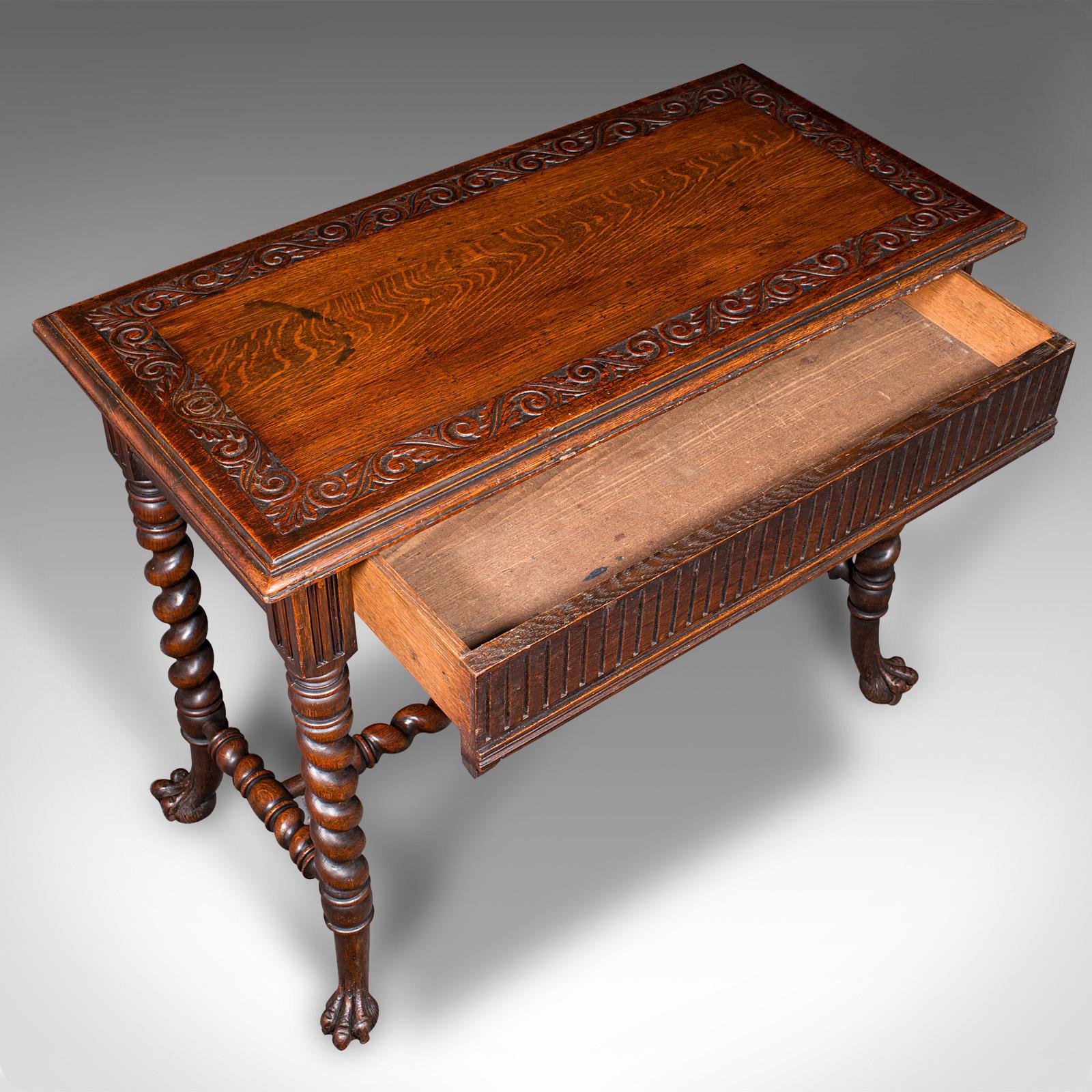 Antique Hall Table, Scottish, Oak, Side, Reception, Gothic Revival, Victorian For Sale 2