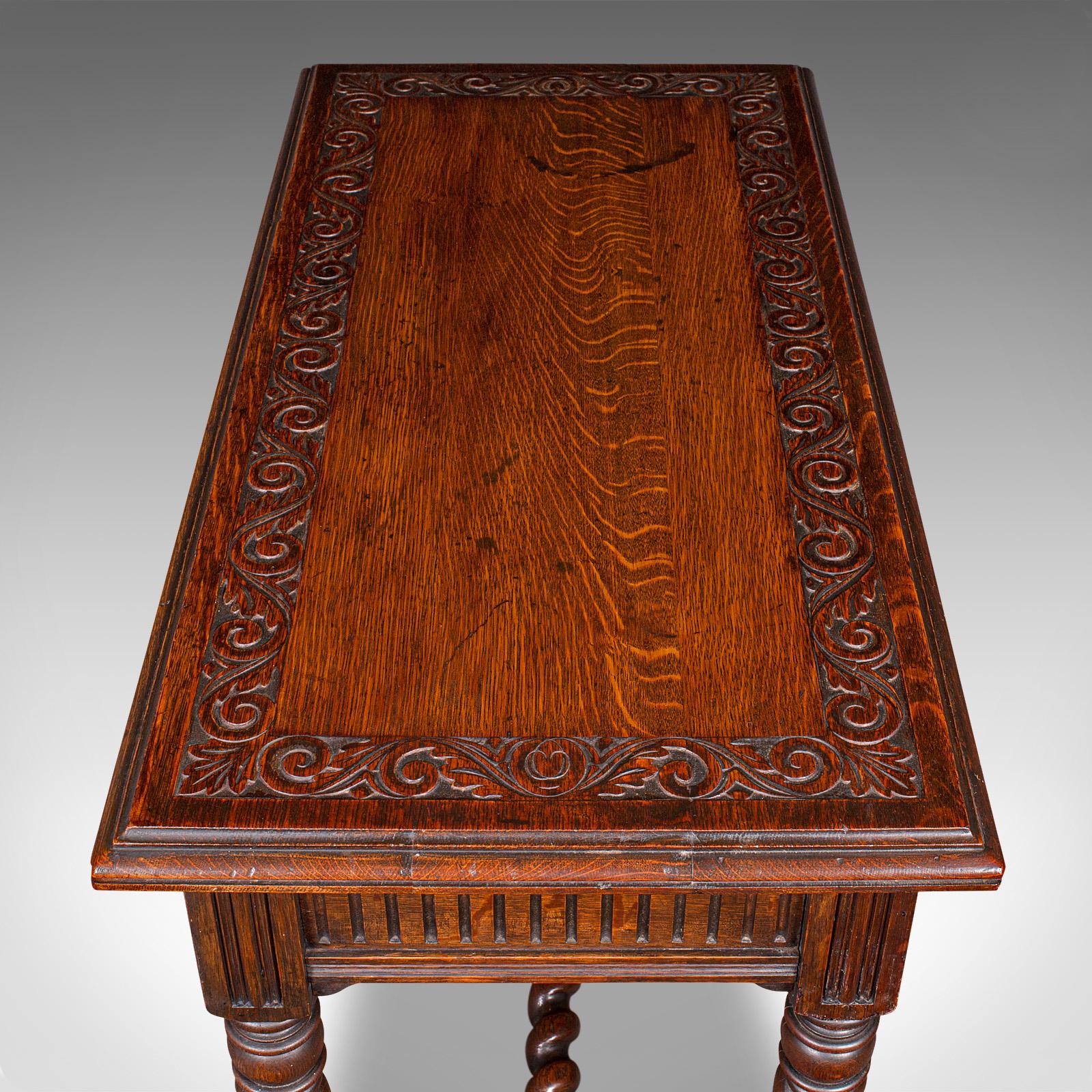 Antique Hall Table, Scottish, Oak, Side, Reception, Gothic Revival, Victorian For Sale 3