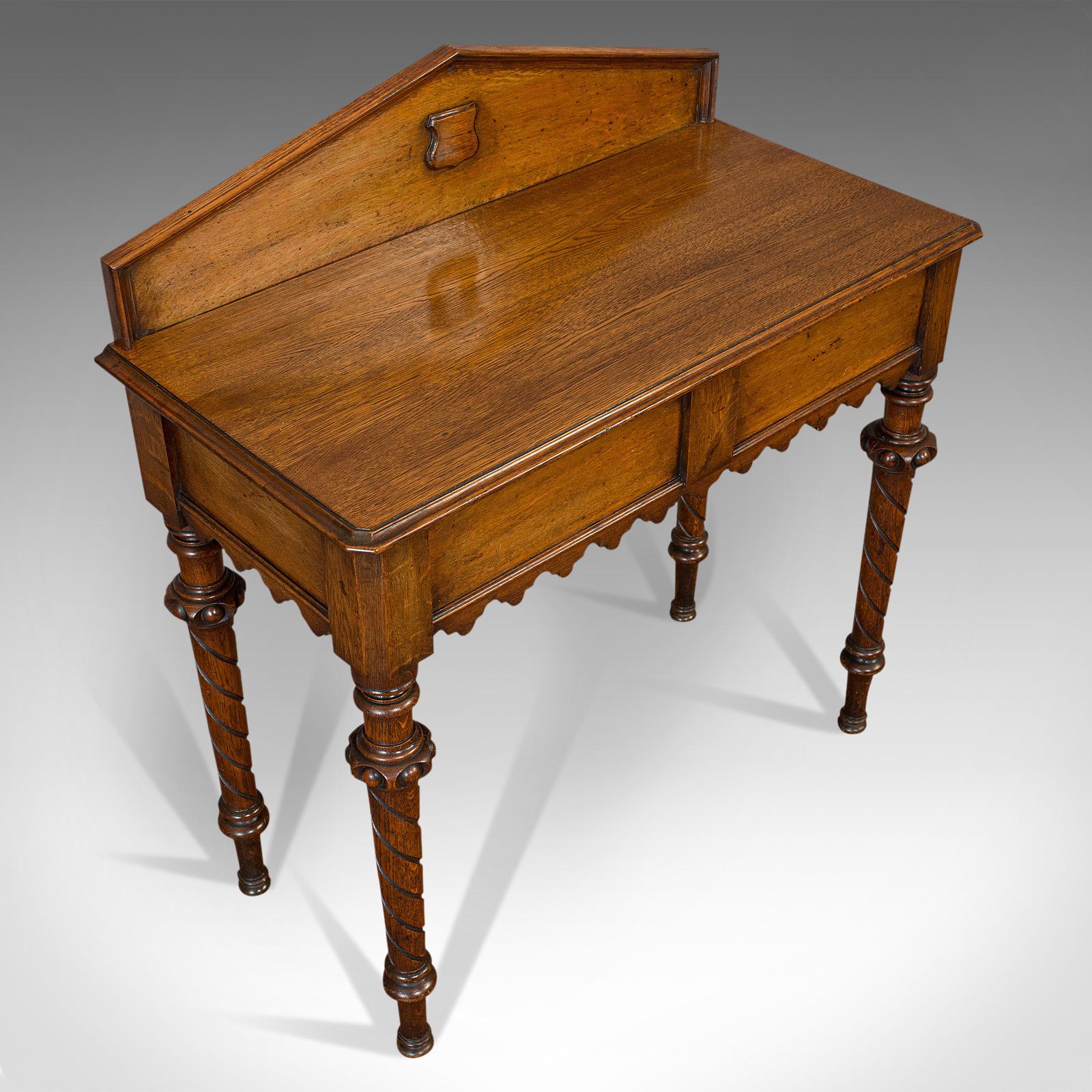 British Antique Hall Table, Scottish, Oak, Victorian Gothic, Side, Dresser, circa 1860