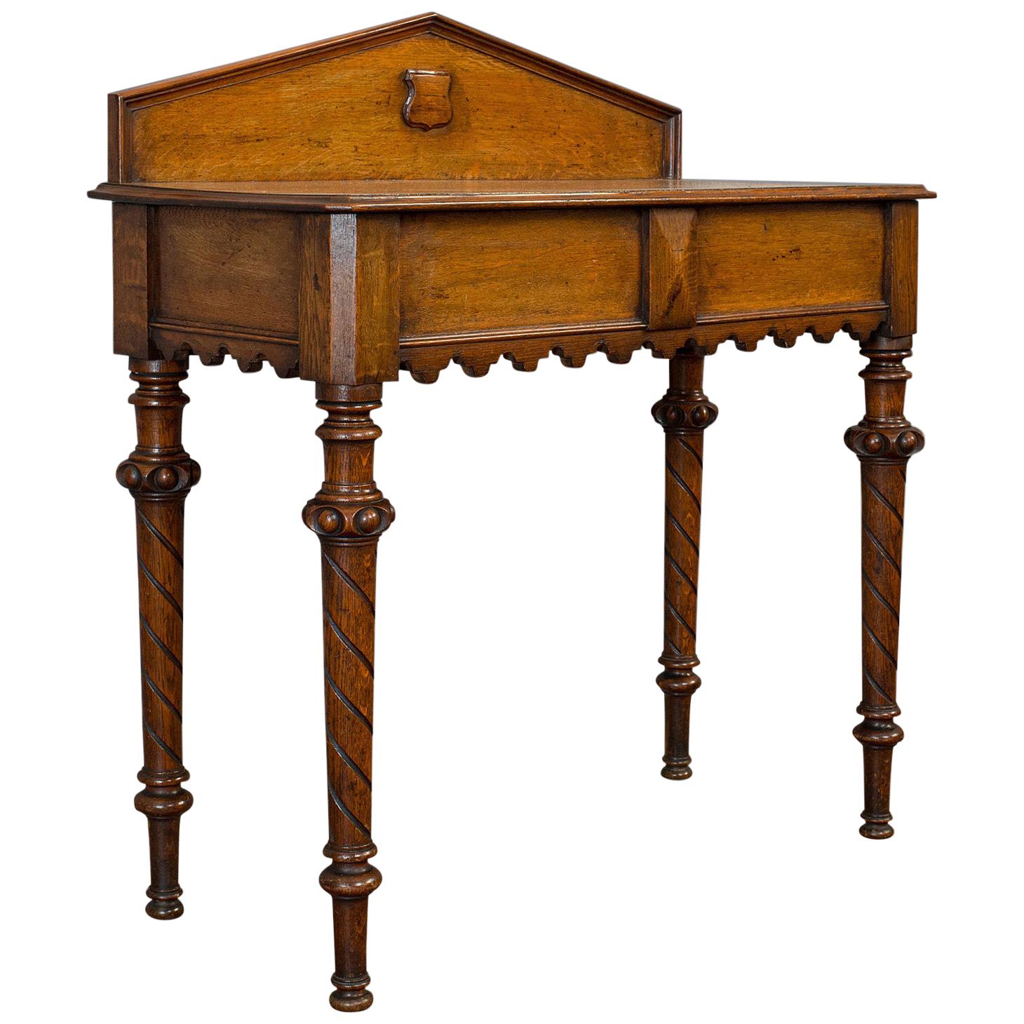 Antique Hall Table, Scottish, Oak, Victorian Gothic, Side, Dresser, circa 1860