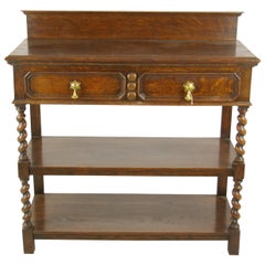 Antique Hall Table, Serving Table, Three-Tiered Stand, Barley Twist, 1910, B1158