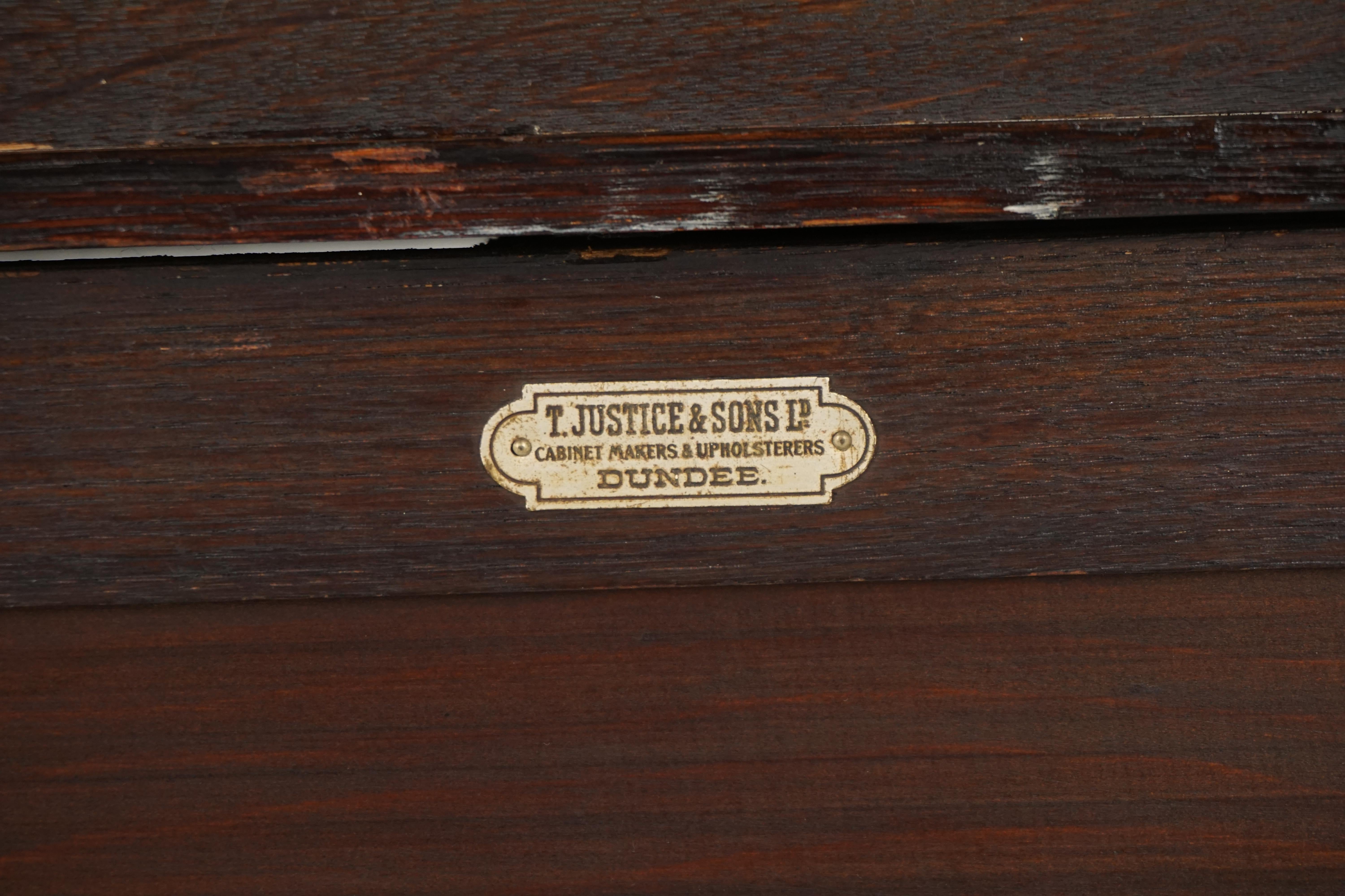Antique Hall Table, Tiger Oak Serving Table, Dundee, Scotland 1910, B1835 4