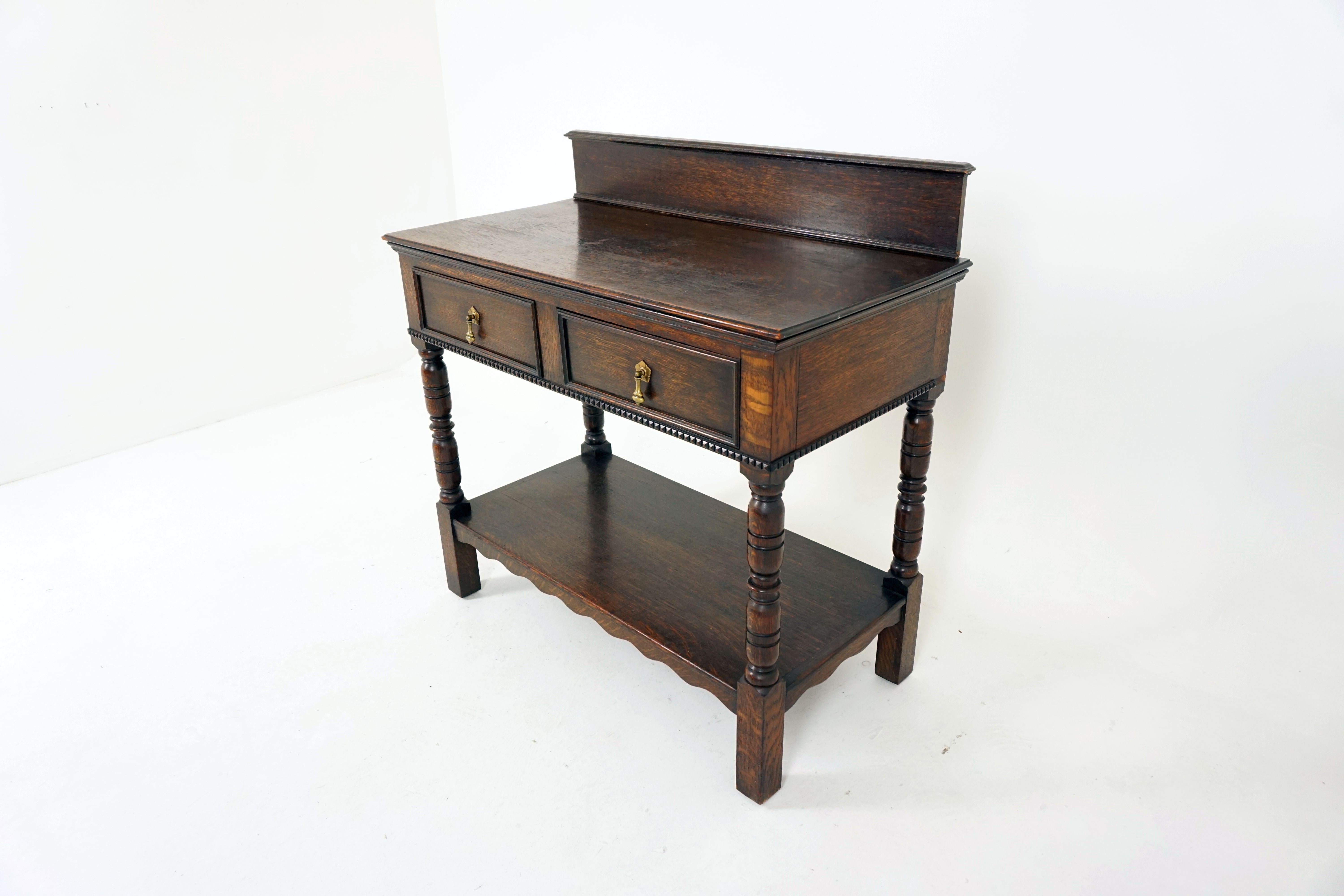 Scottish Antique Hall Table, Tiger Oak Serving Table, Dundee, Scotland 1910, B1835