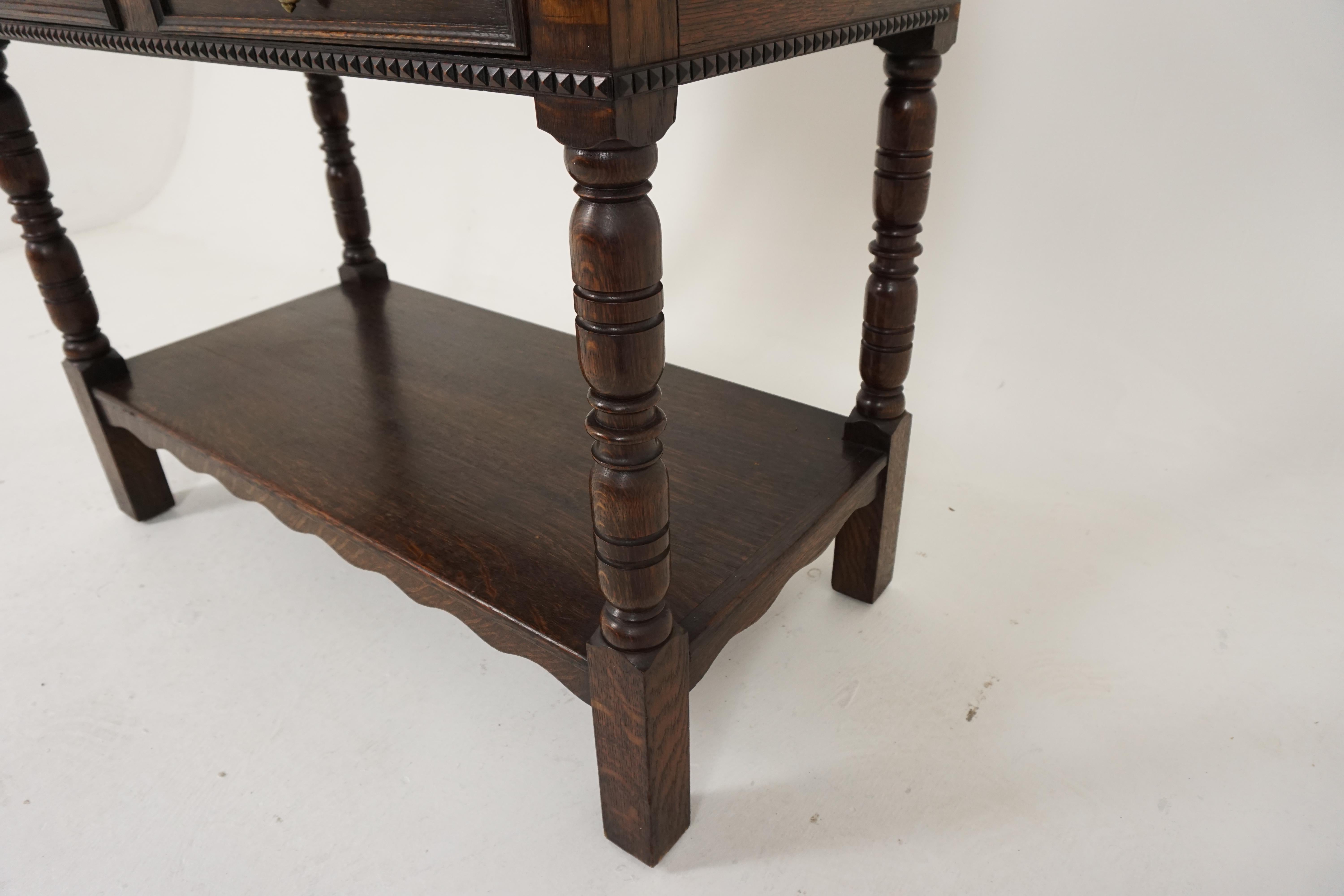 Early 20th Century Antique Hall Table, Tiger Oak Serving Table, Dundee, Scotland 1910, B1835