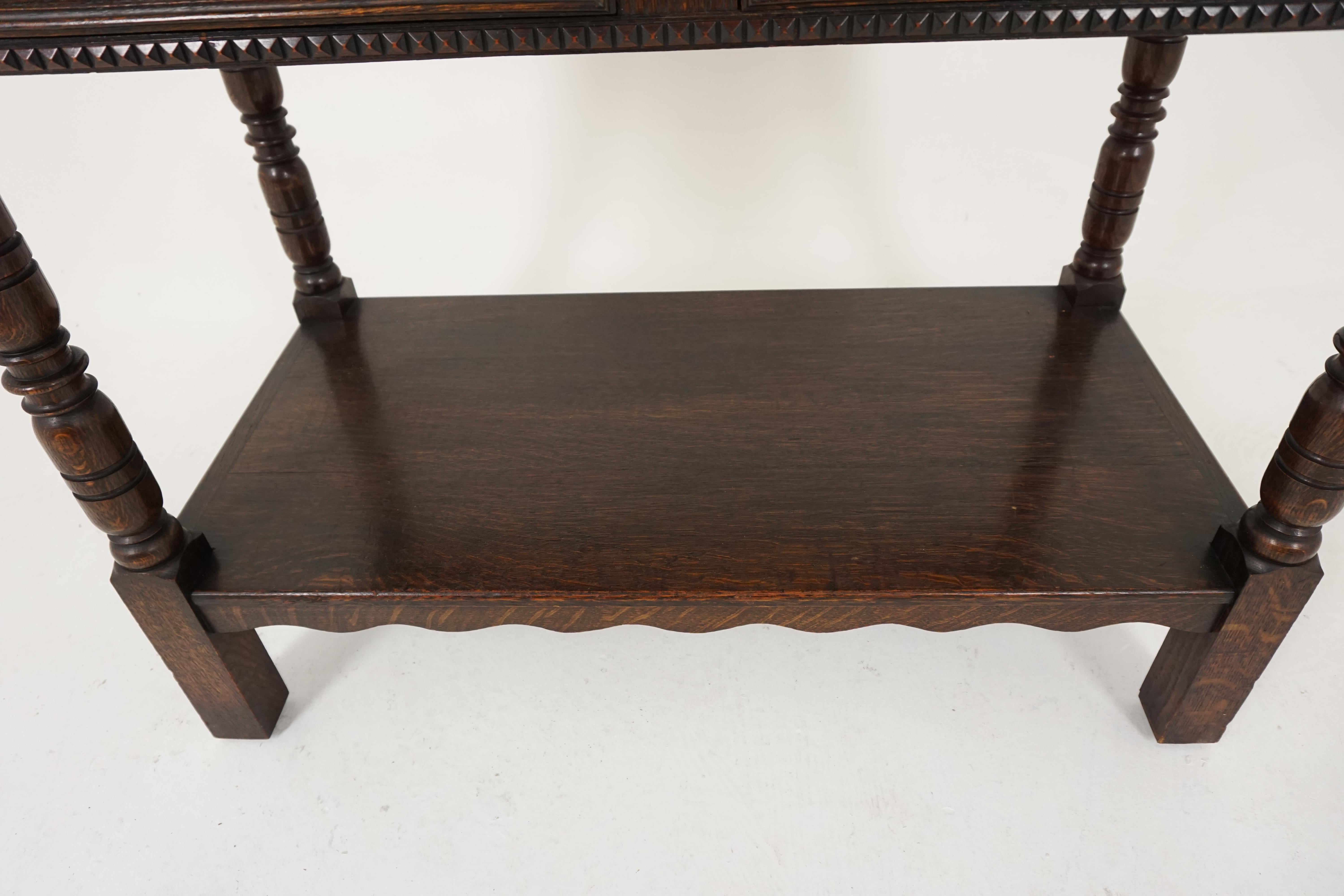 Antique Hall Table, Tiger Oak Serving Table, Dundee, Scotland 1910, B1835 1