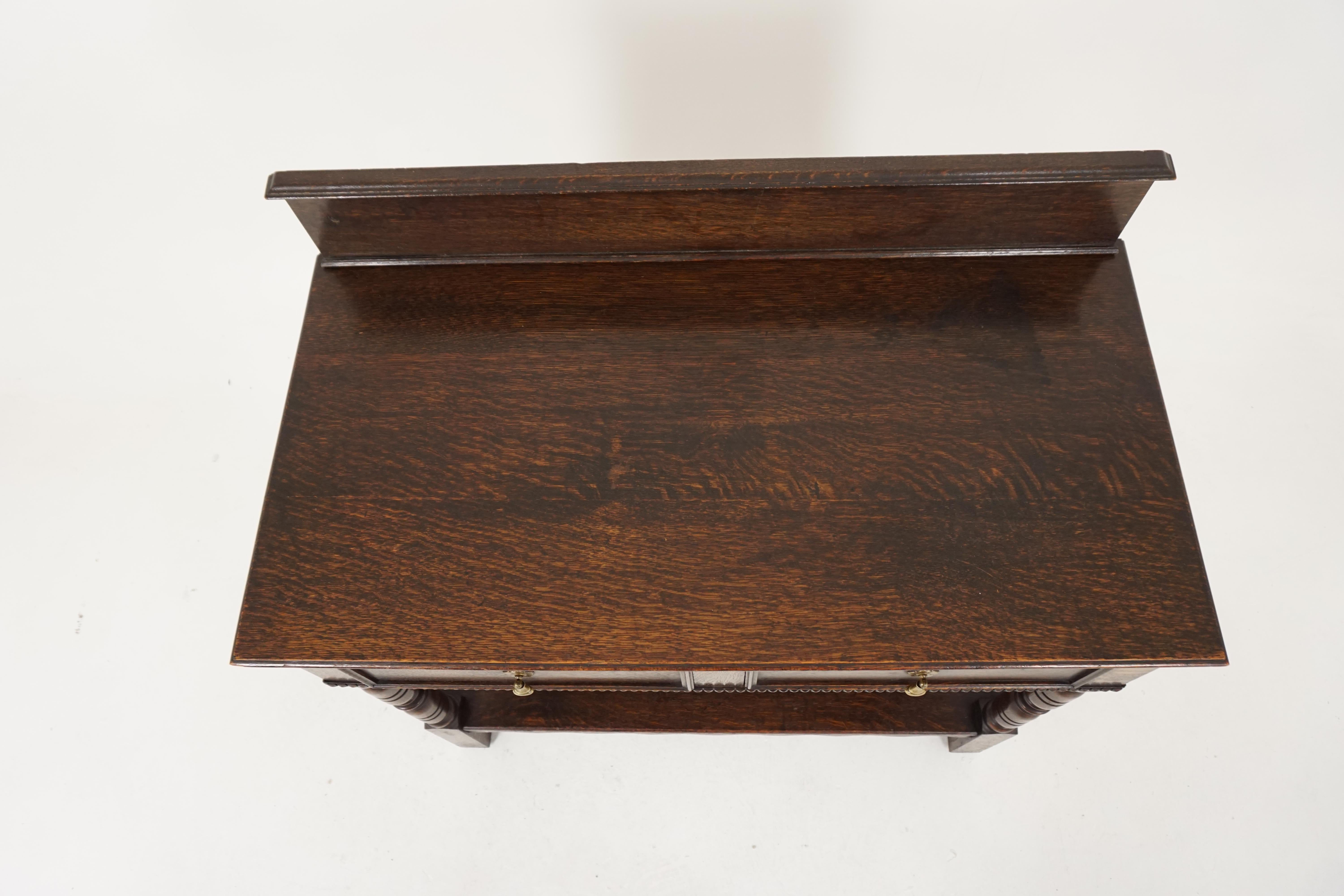 Antique Hall Table, Tiger Oak Serving Table, Dundee, Scotland 1910, B1835 2