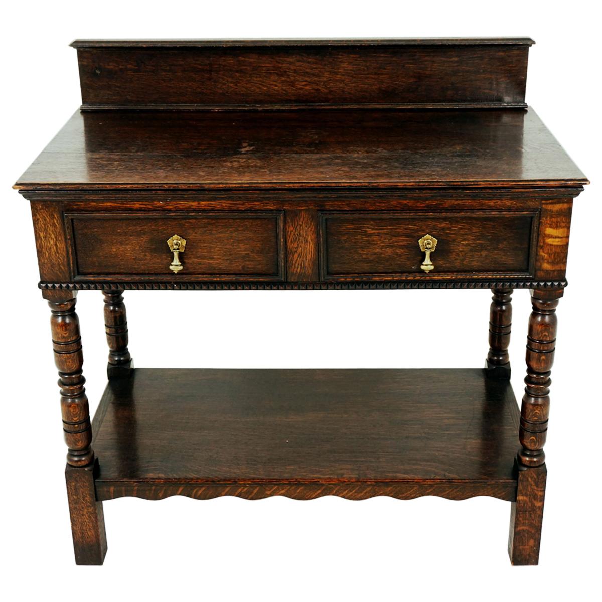 Antique Hall Table, Tiger Oak Serving Table, Dundee, Scotland 1910, B1835