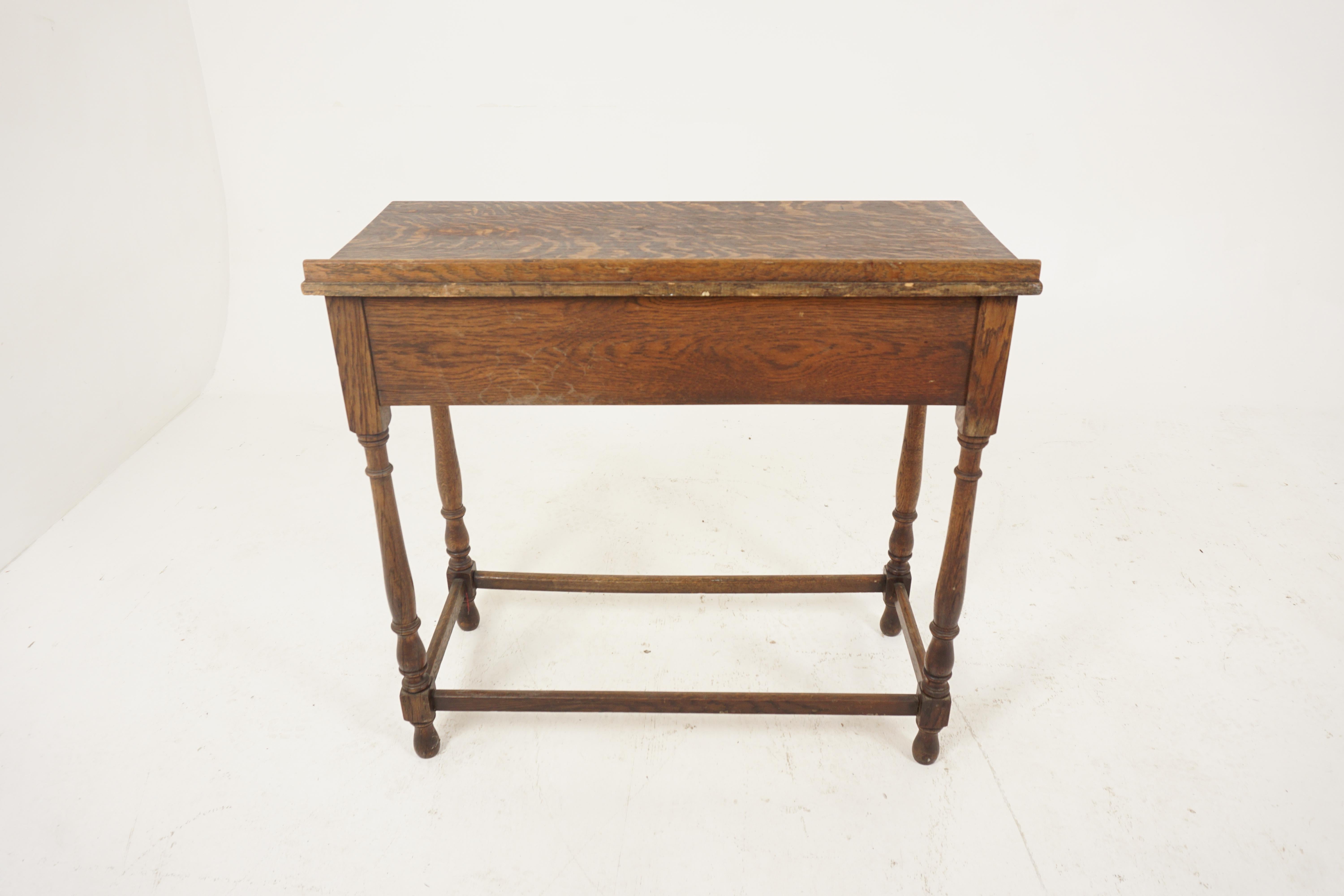 Antique Hall Table, Tiger Oak, Serving Table, Scotland 1920, H265 3