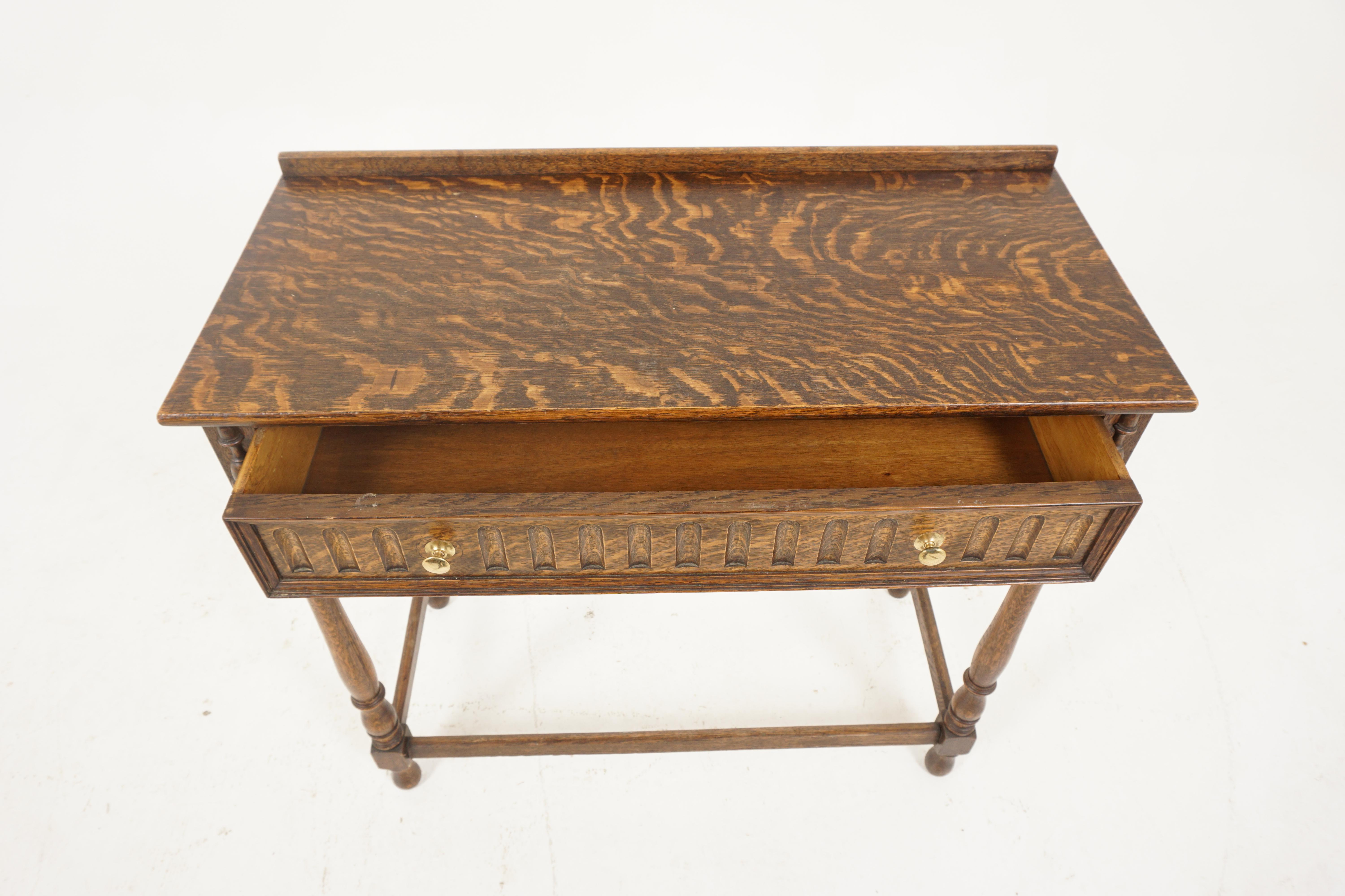 Scottish Antique Hall Table, Tiger Oak, Serving Table, Scotland 1920, H265