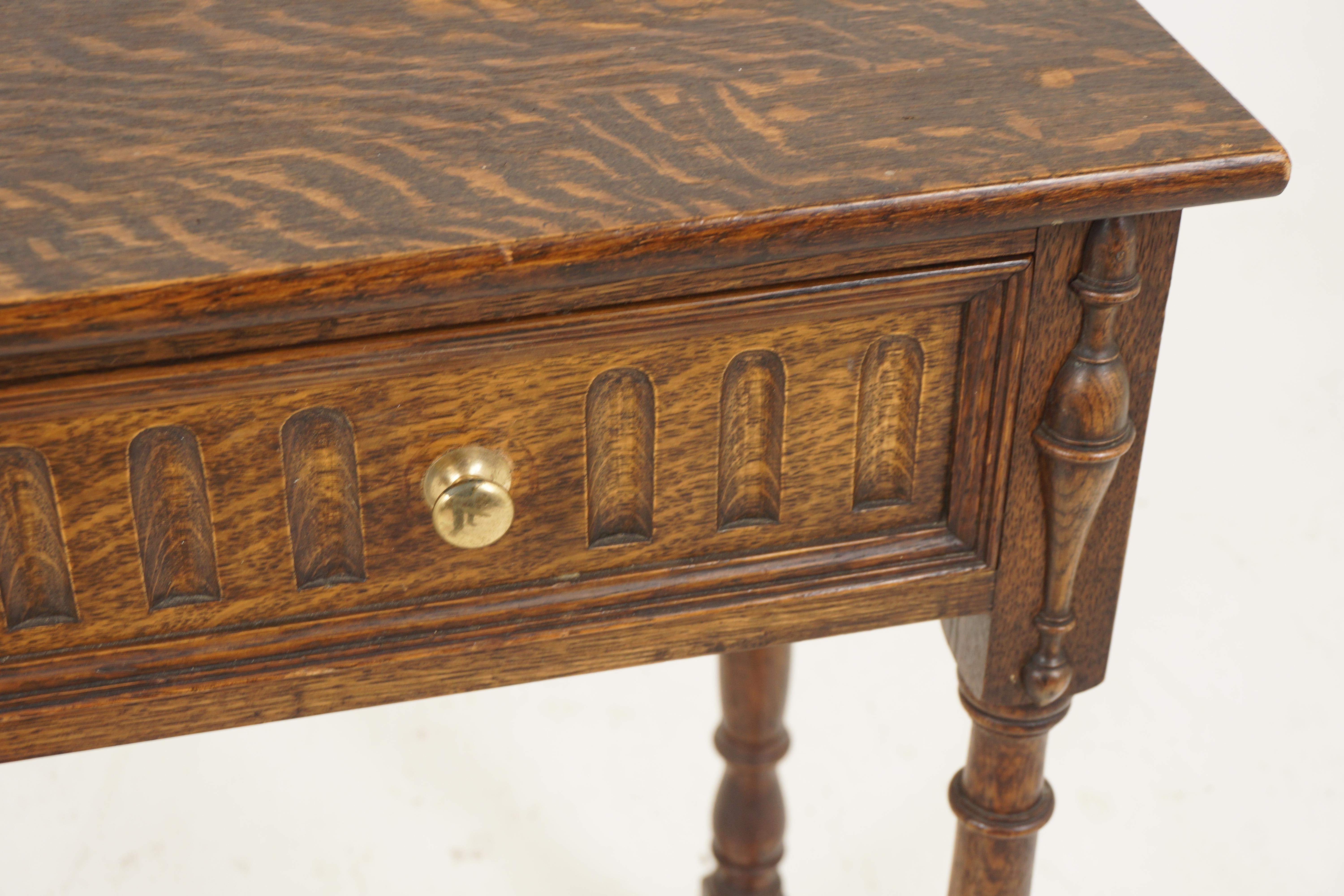 Hand-Crafted Antique Hall Table, Tiger Oak, Serving Table, Scotland 1920, H265