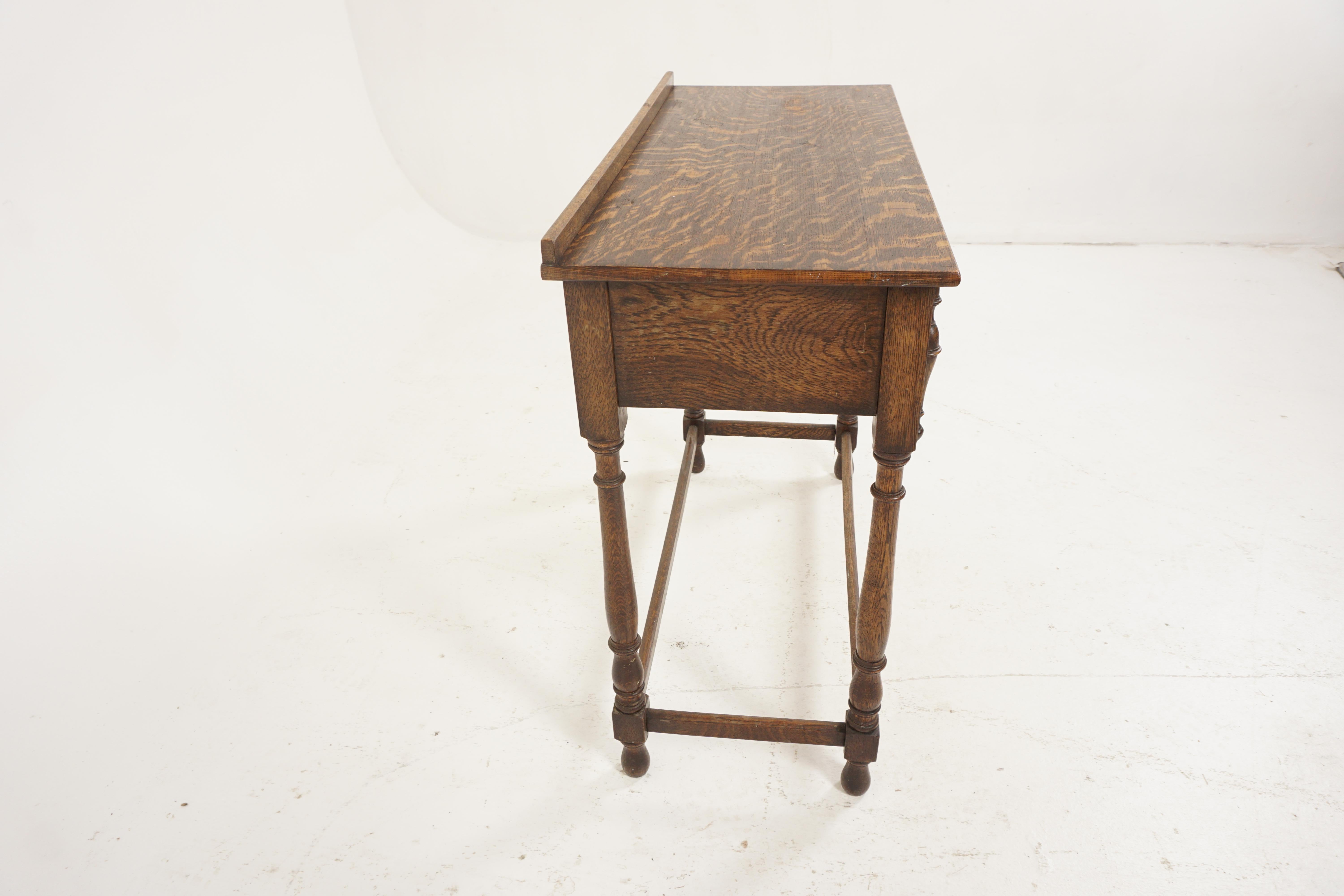 Antique Hall Table, Tiger Oak, Serving Table, Scotland 1920, H265 1