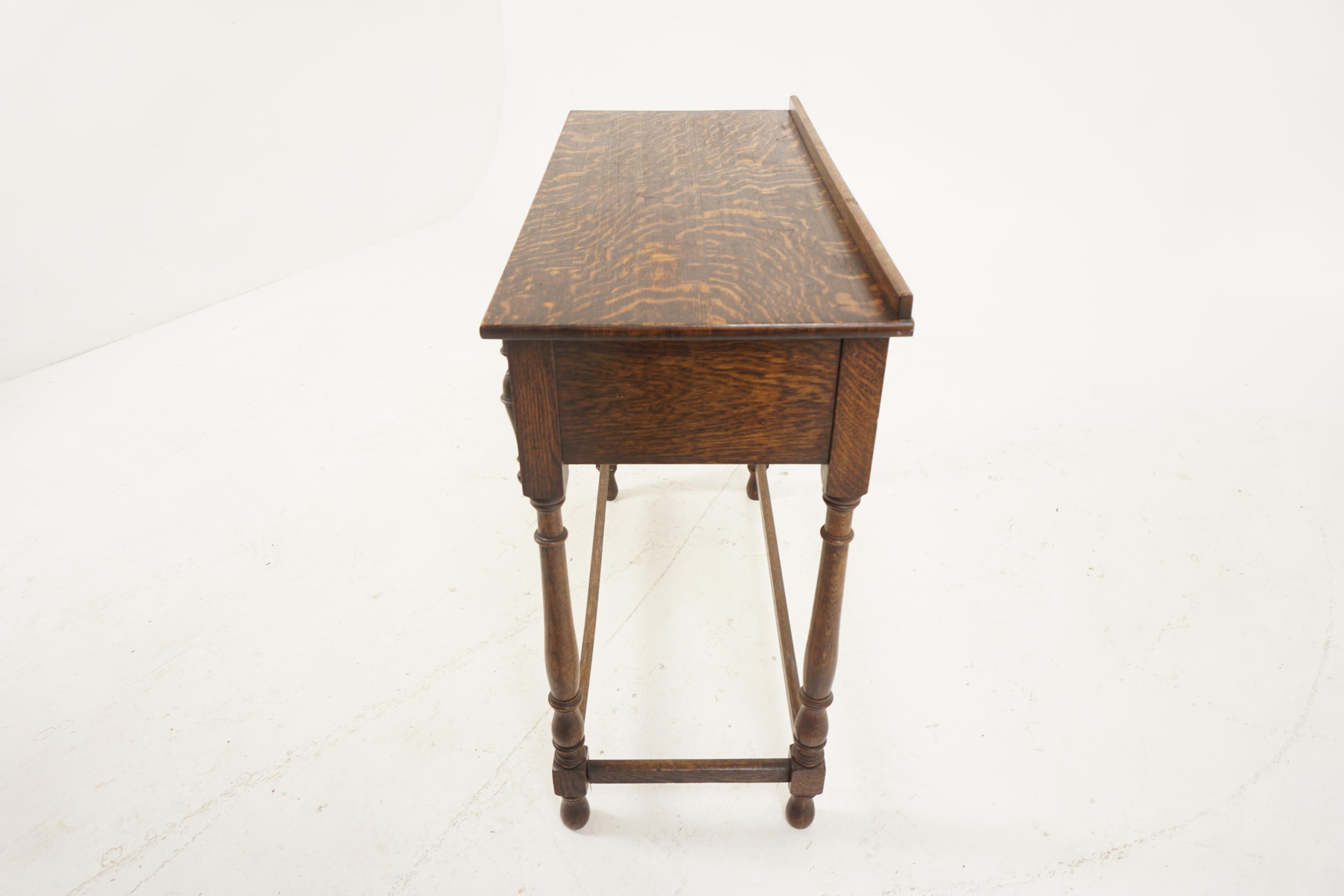Antique Hall Table, Tiger Oak, Serving Table, Scotland 1920, H265 2