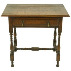 Antique Hall Table, Writing Table, Lamp Table, Tiger Oak, Scotland, 1910