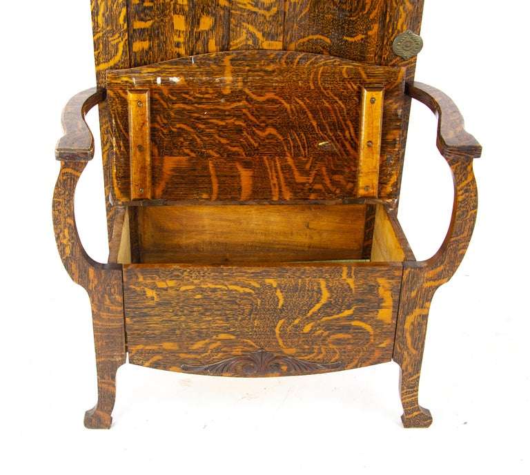 Antique Hall Tree, Vintage Hall Stand, Fumed Oak, America 1890 at 1stDibs