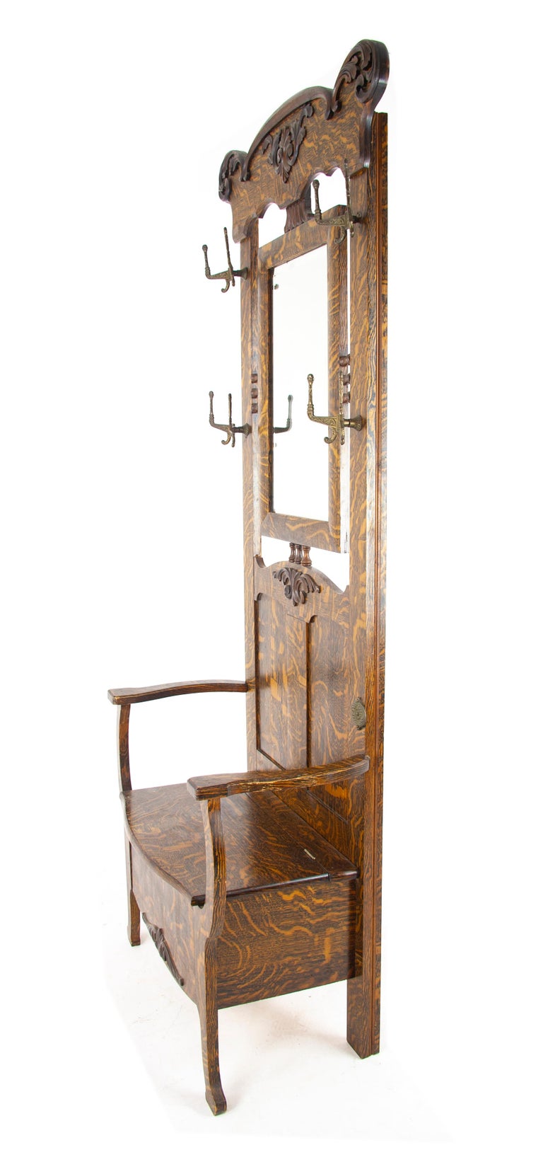 Antique Hall Tree Vintage Hall Stand Fumed Oak America 1890 At 1stdibs