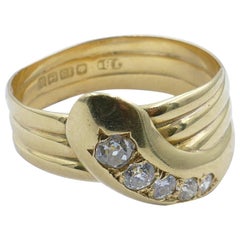 Antique Hallmarked 18 Carat Yellow Gold Diamond Snake Ring