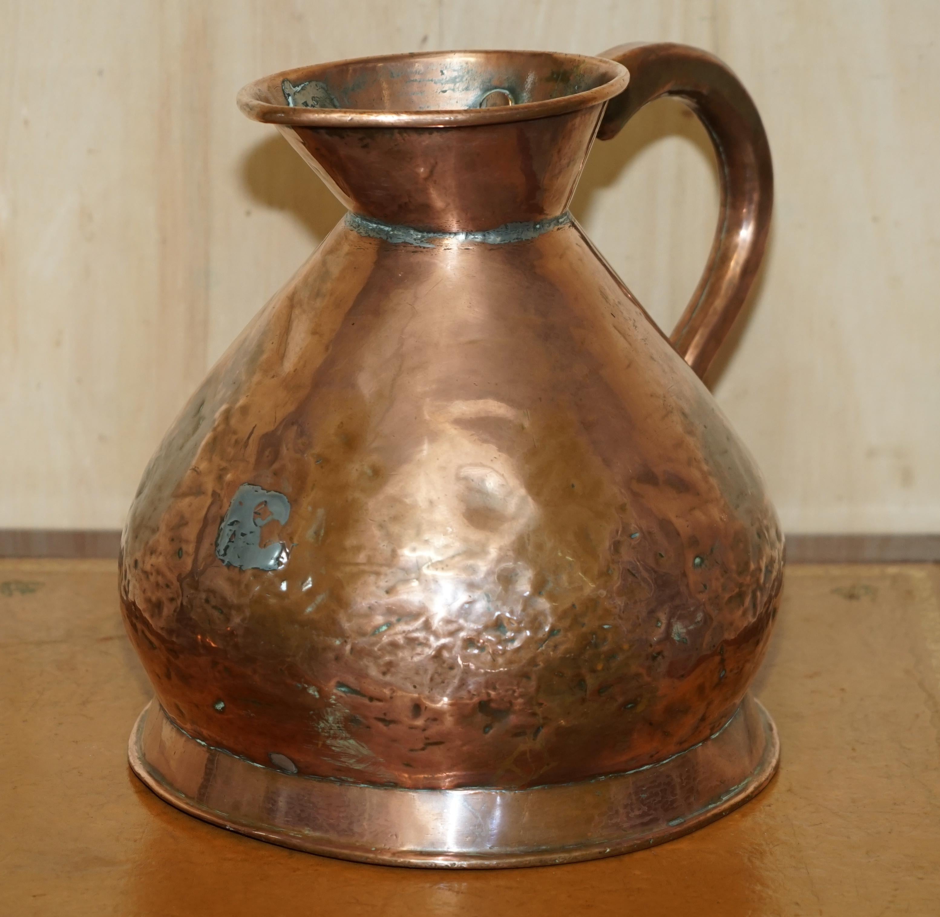 We are delighted to offer for sale this stunning original circa 1780 – 1800 Georgian Copper & Brass 2 Gallon Pitcher jug

I have two of these, the second jug is a later Victorian example and is listed under my other items

The jug has all the