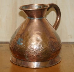 Antique Hallmarked & Stamped Georgian circa 1780 2 Gallon Copper & Brass Pitcher