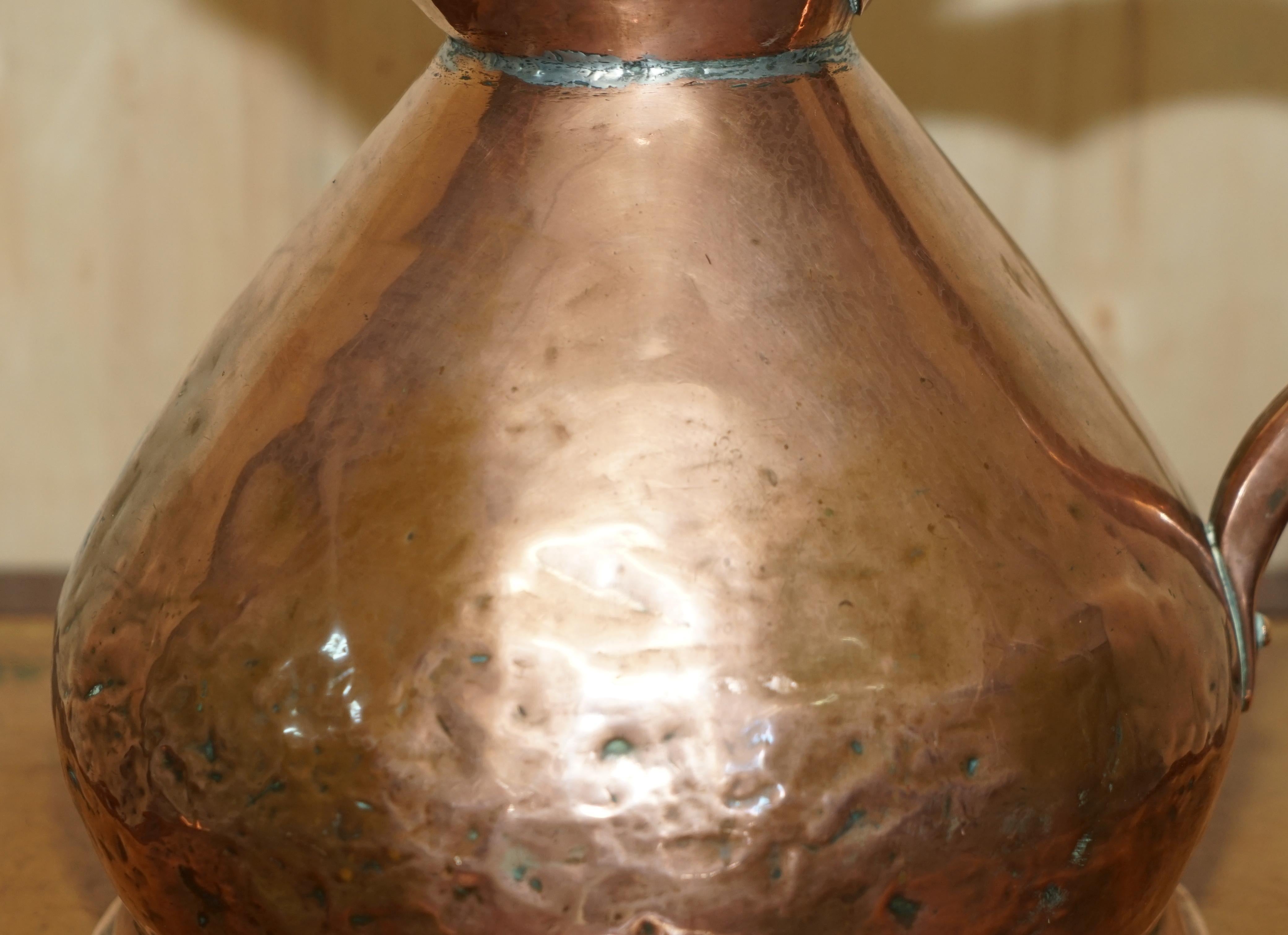Hand-Crafted Antique Hallmarked & Stamped Georgian circa 1780 2 Gallon Copper & Brass Pitcher For Sale