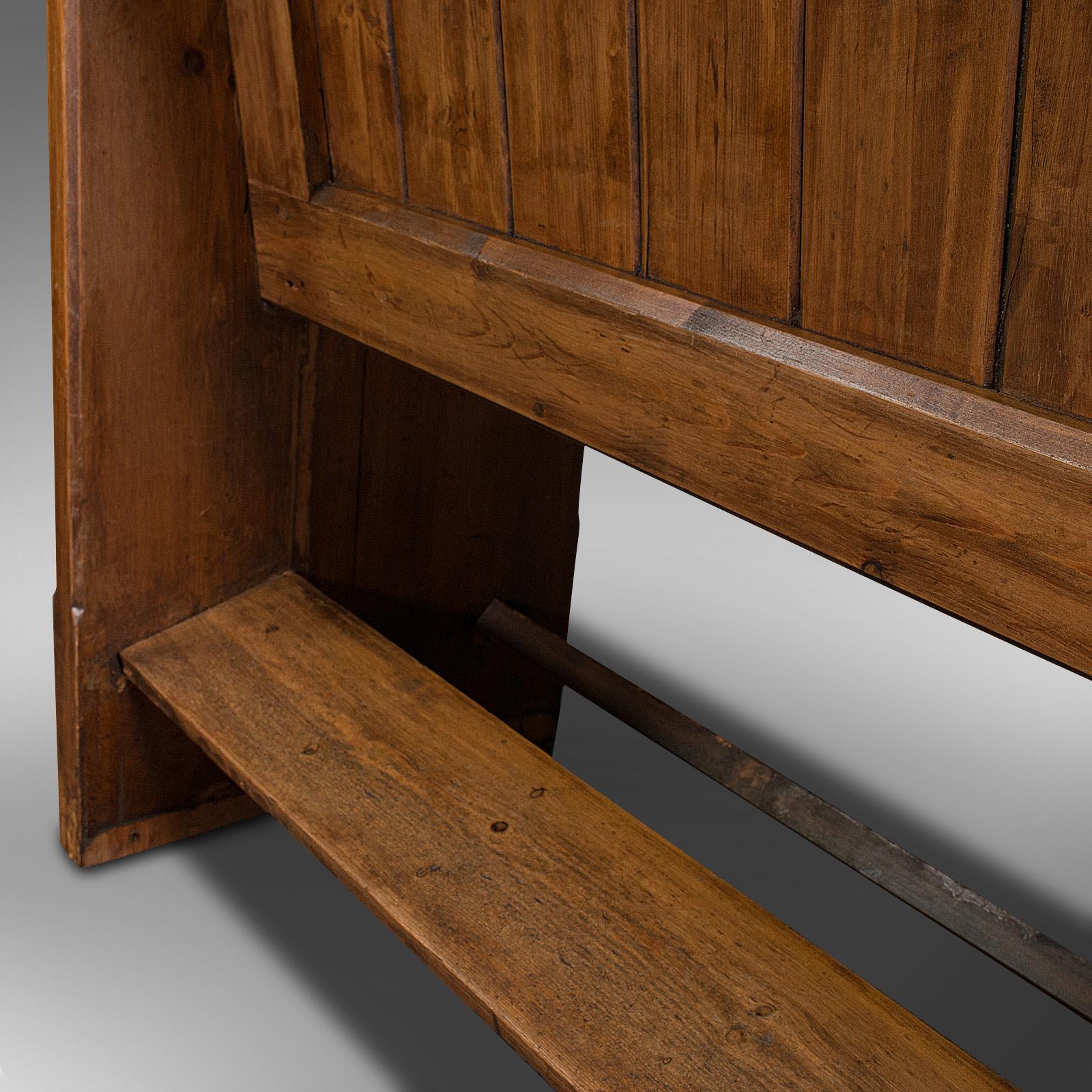 Antique Hallway Bench, English, Pine, Reception, Pew, Ecclesiastic, Victorian 4