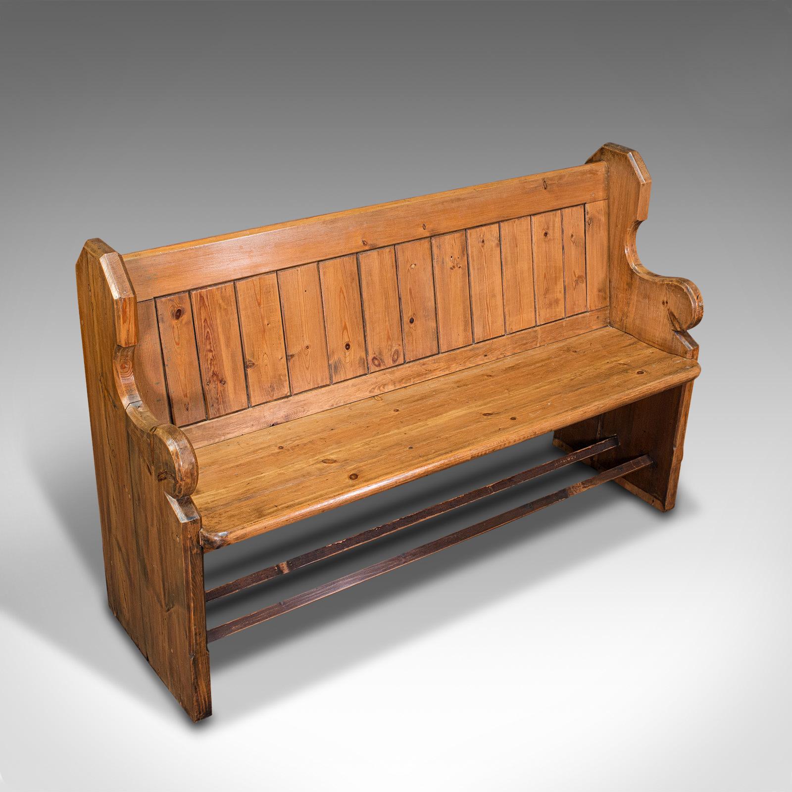 Antique Hallway Bench, English, Pine, Reception, Pew, Ecclesiastic ...
