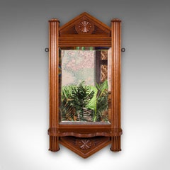 Antique Hallway Mirror, English, Walnut, Glass, Valet, Reception Hall, Edwardian