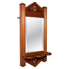 Antique Hallway Mirror, English, Walnut, Glass, Valet, Reception Hall, Edwardian