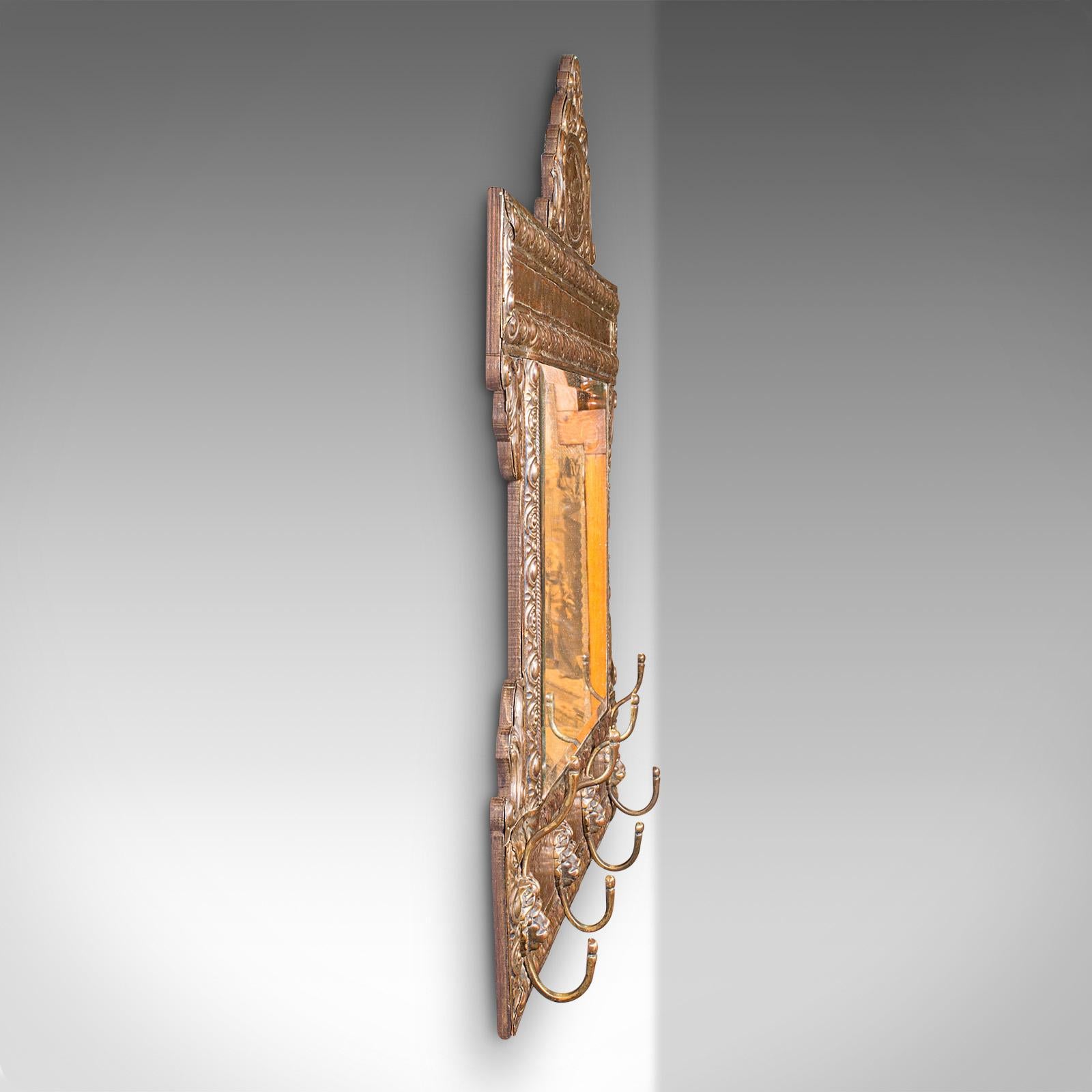 Édouardien Miroir d'entrée ancien, néerlandais, laiton, réception, mural, édouardien, vers 1910 en vente