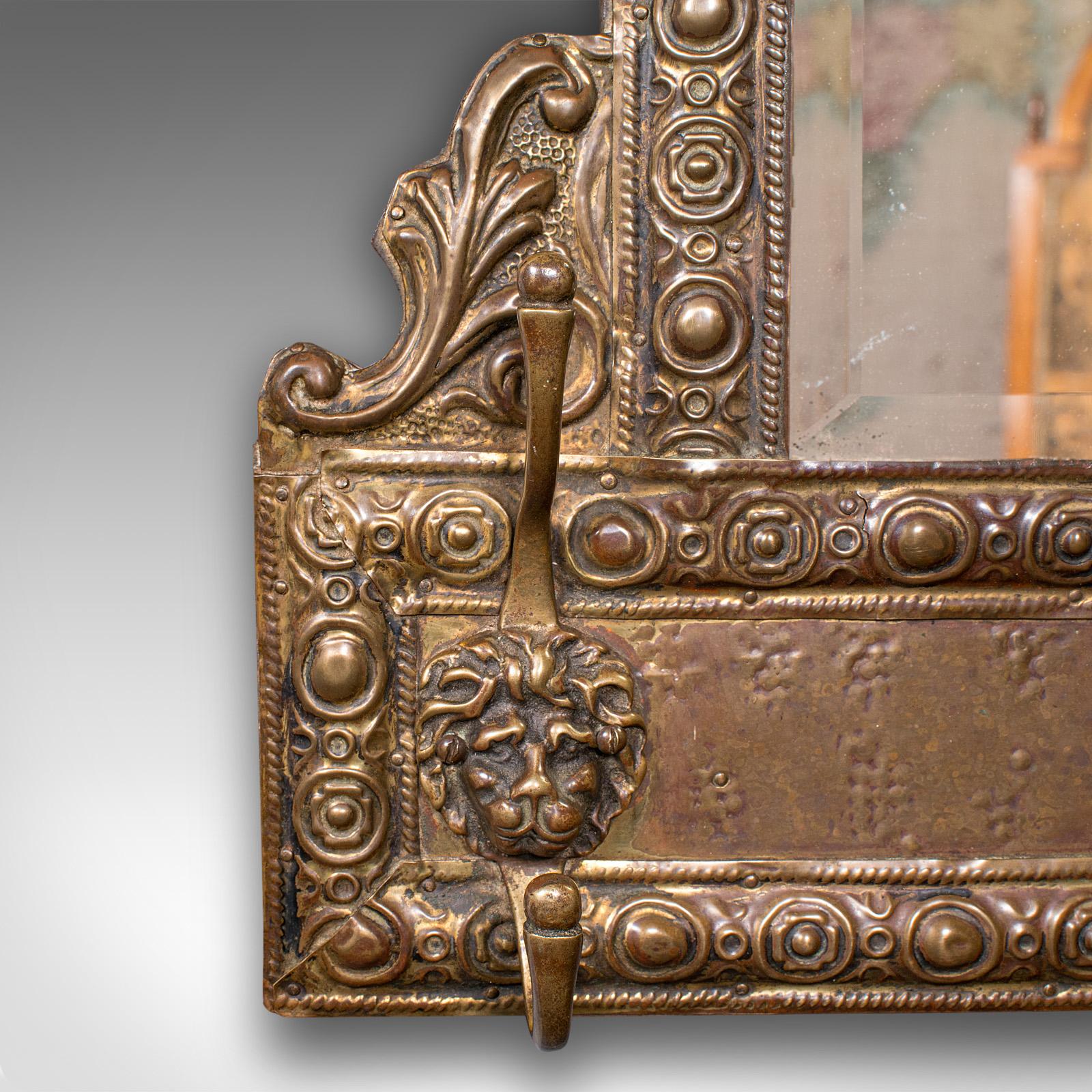 Miroir d'entrée ancien, néerlandais, laiton, réception, mural, édouardien, vers 1910 en vente 1