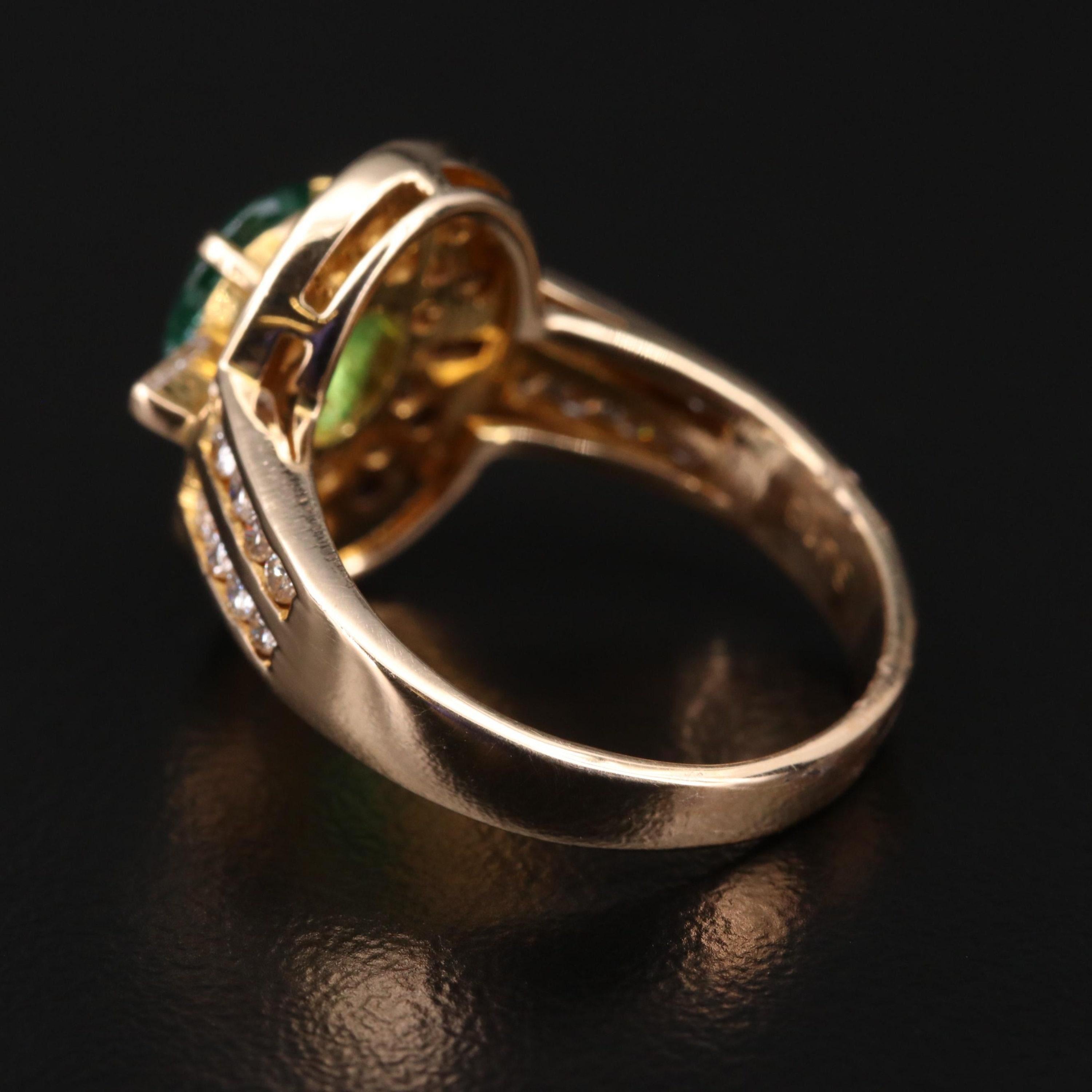 For Sale:  Antique Halo Green Emerald Wedding Ring 4