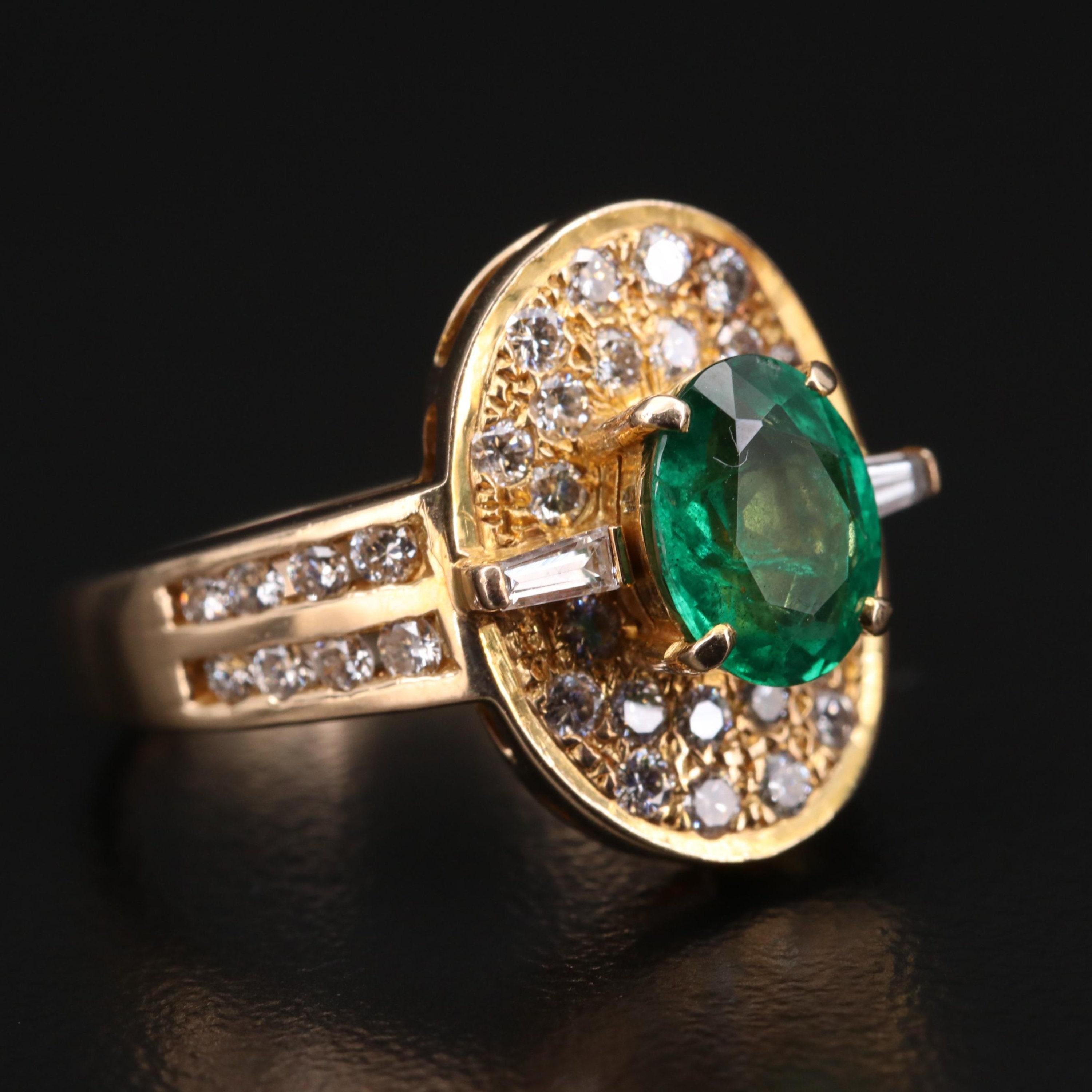 For Sale:  Antique Halo Green Emerald Wedding Ring 6