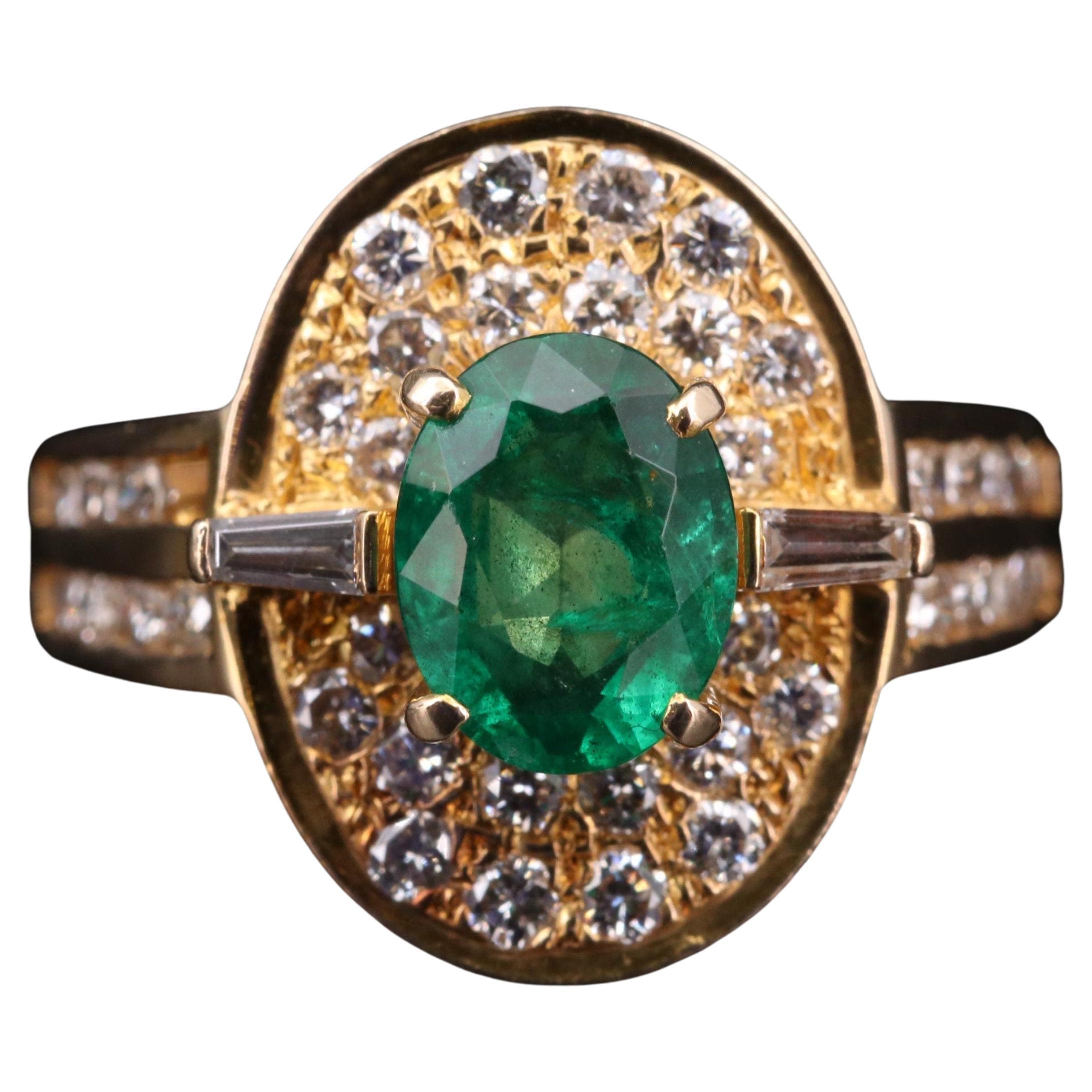 For Sale:  Antique Halo Green Emerald Wedding Ring