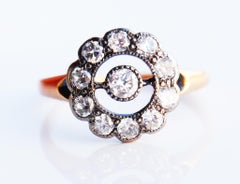 Antique Halo Ring 0.55 Diamonds solid 14K Gold 4.25US/ 2gr