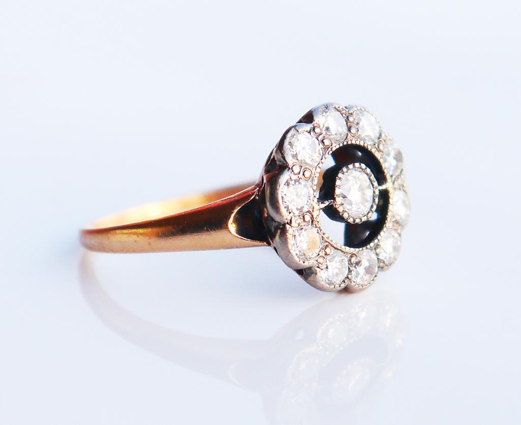 Art Deco Antique Halo Ring 0.55 Diamonds solid 14K Gold 4.25US/ 2gr For Sale