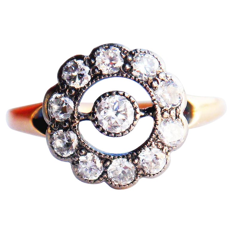 Bague Halo ancienne en or massif 14 carats avec 0,55 diamants 4,25 US/ 2 grammes