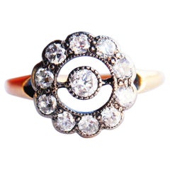 Anello aureola antico 0,55 diamanti in oro massiccio 14K 4,25US/ 2gr