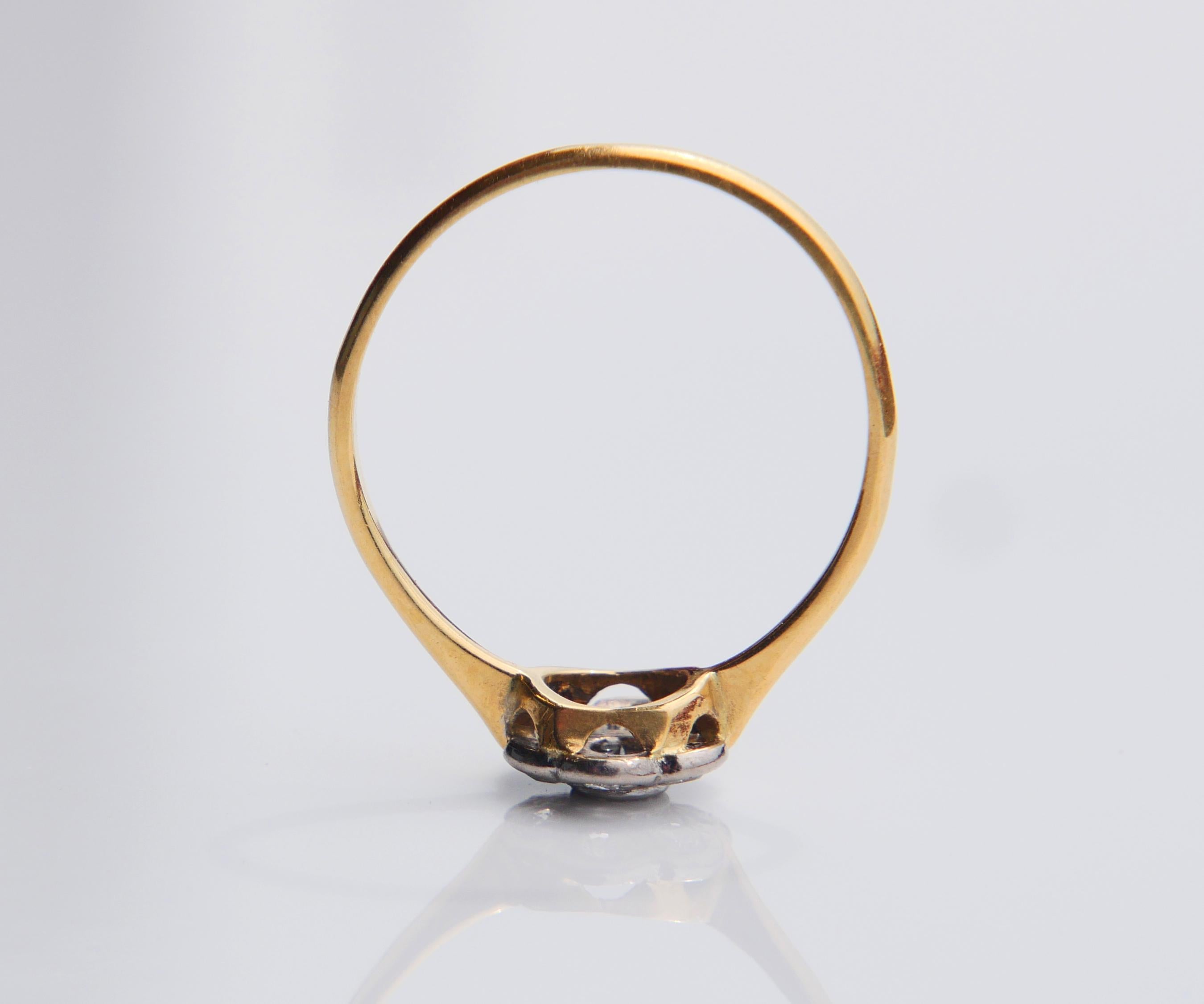 Antique Halo Ring 0.6 ctw Diamonds solid 18K Gold Platinum Ø 9US/ 2.58 gr For Sale 5