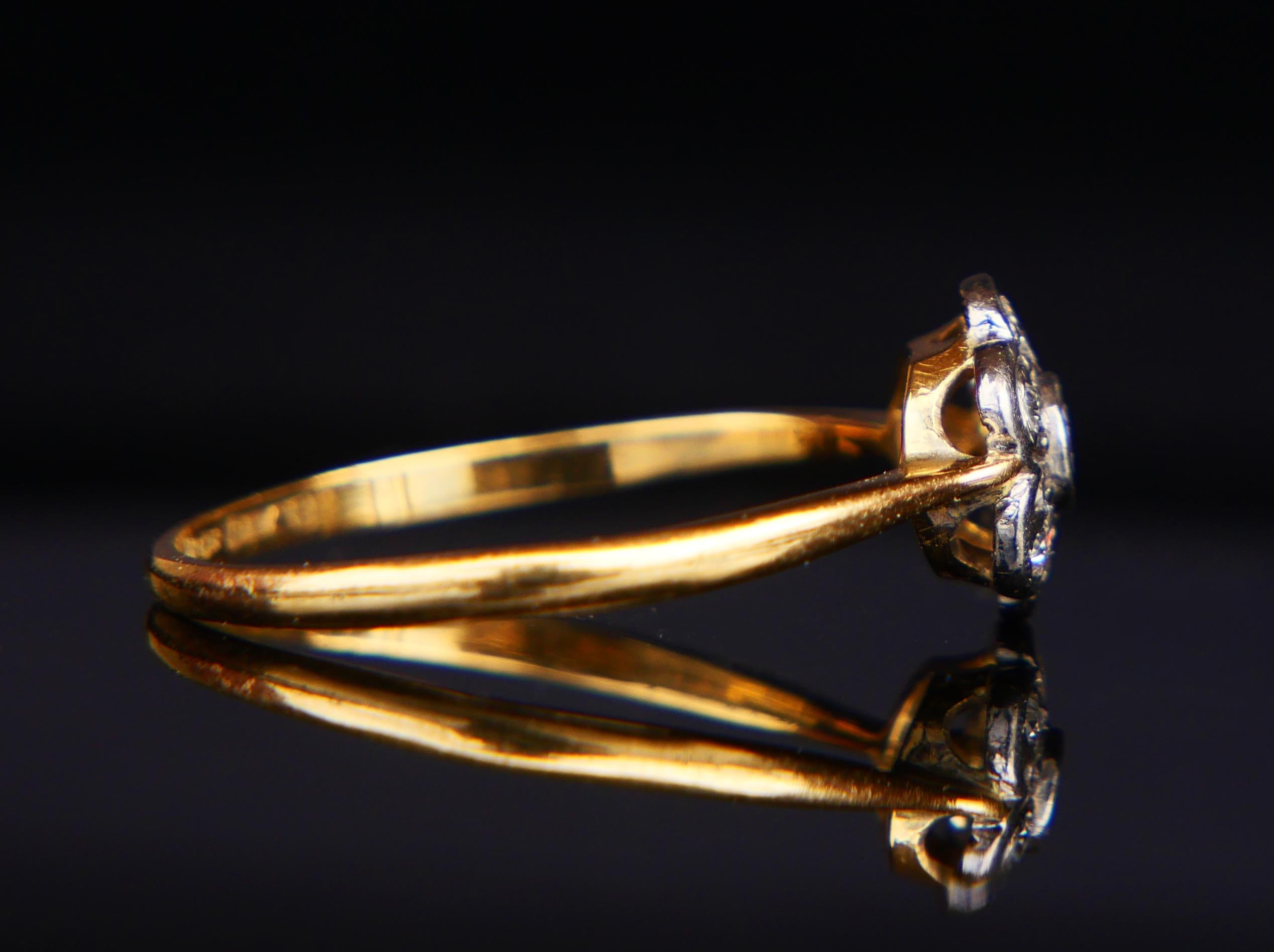 Women's Antique Halo Ring 0.6 ctw Diamonds solid 18K Gold Platinum Ø 9US/ 2.58 gr For Sale