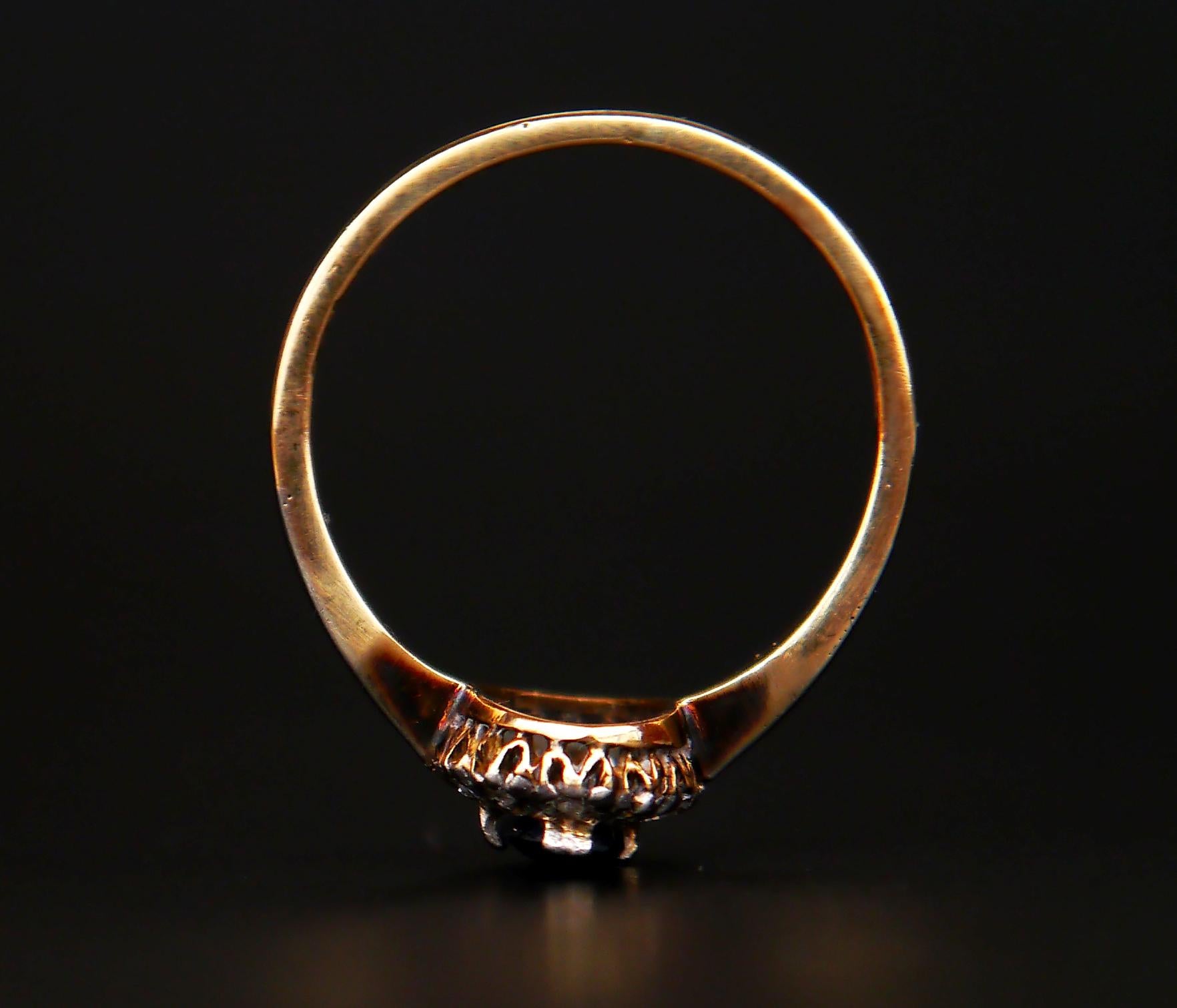 Antiker Halo Ring 0.7ct Saphir Diamanten massiv 14K Gold Ø 7.25 US/ 2.5gr im Angebot 3