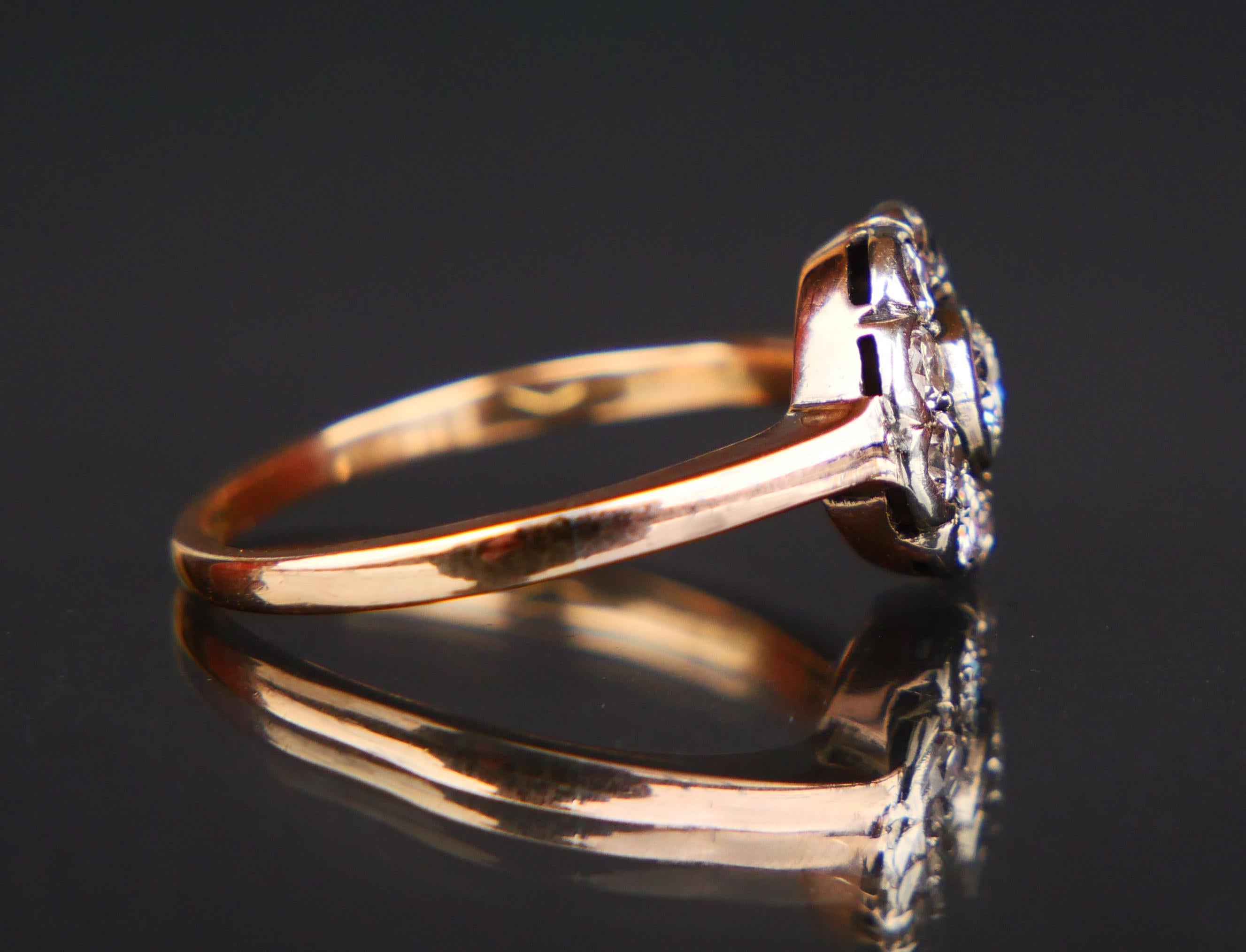 Antiker Halo Ring 0,9 ctw Diamanten massiv 14K Gold Ø 6US/ 2,3 gr Damen im Angebot