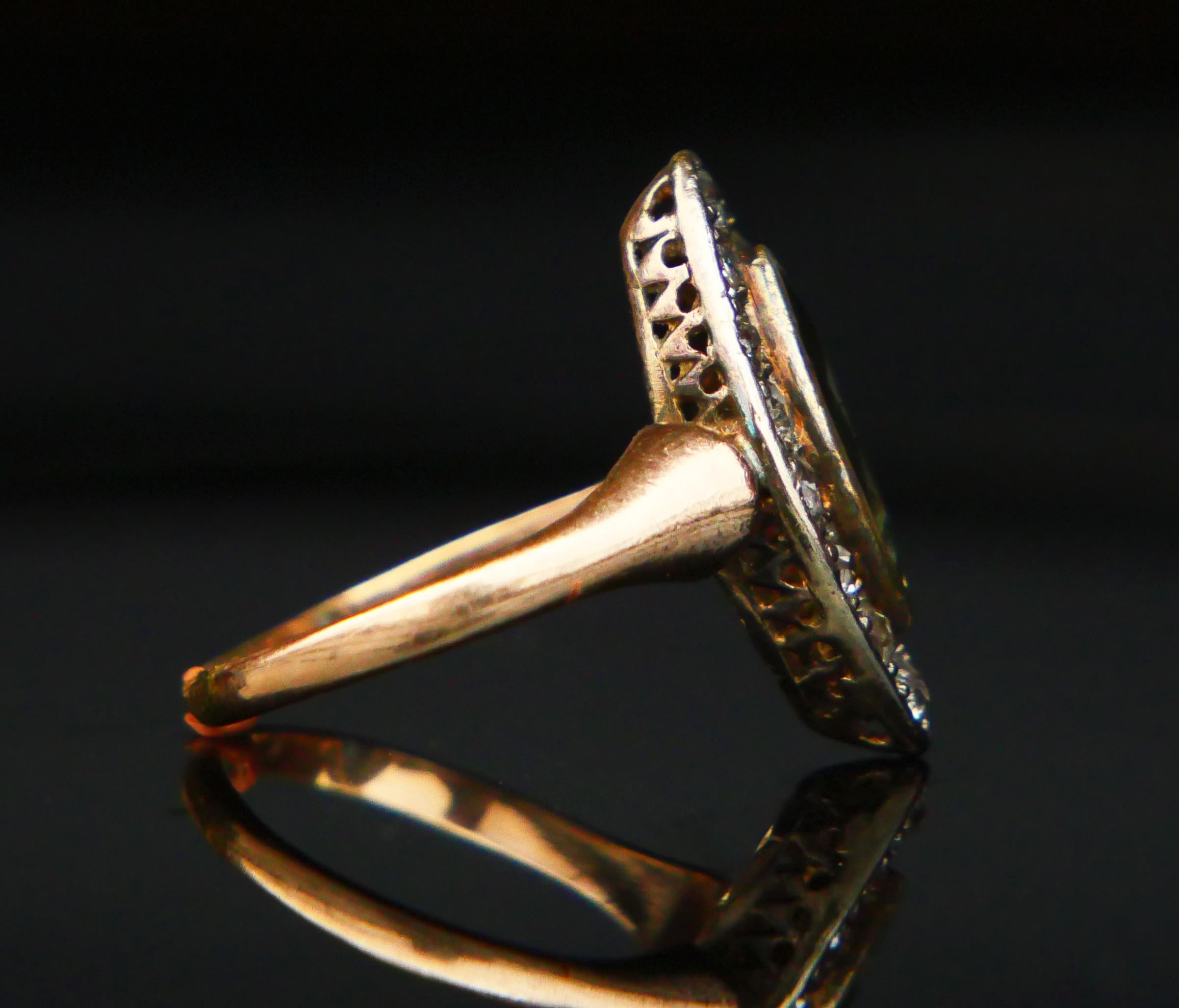 Antiker Halo-Ring, 1 ct Saphir, Diamanten, massives 14K Roségold, US 3,75 / 2,8gr, antik Damen im Angebot
