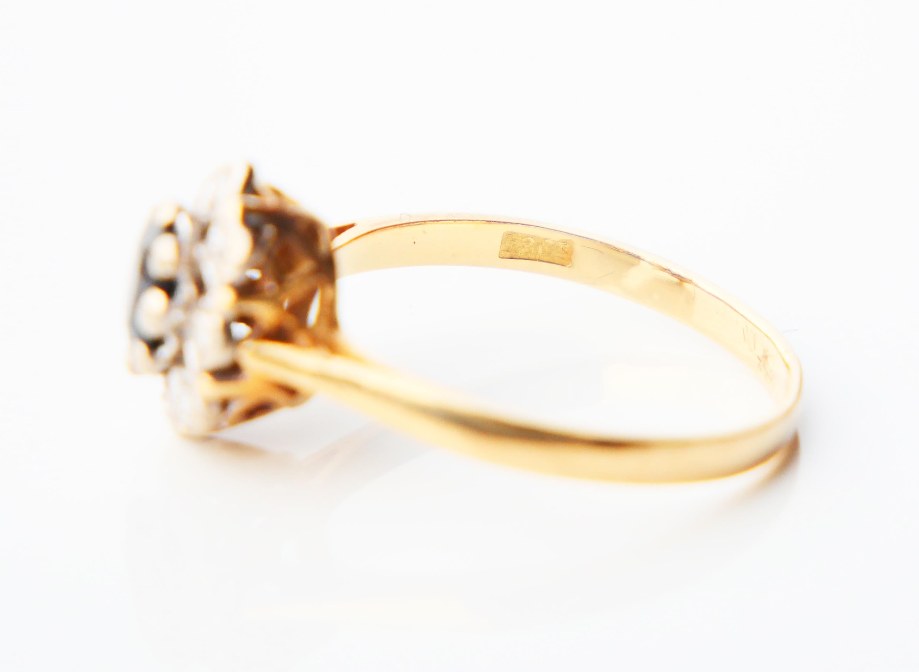 Antique Halo Ring natural 0.8 ct Sapphire Diamonds solid 18K Gold Ø7.5US / 3.8gr For Sale 9