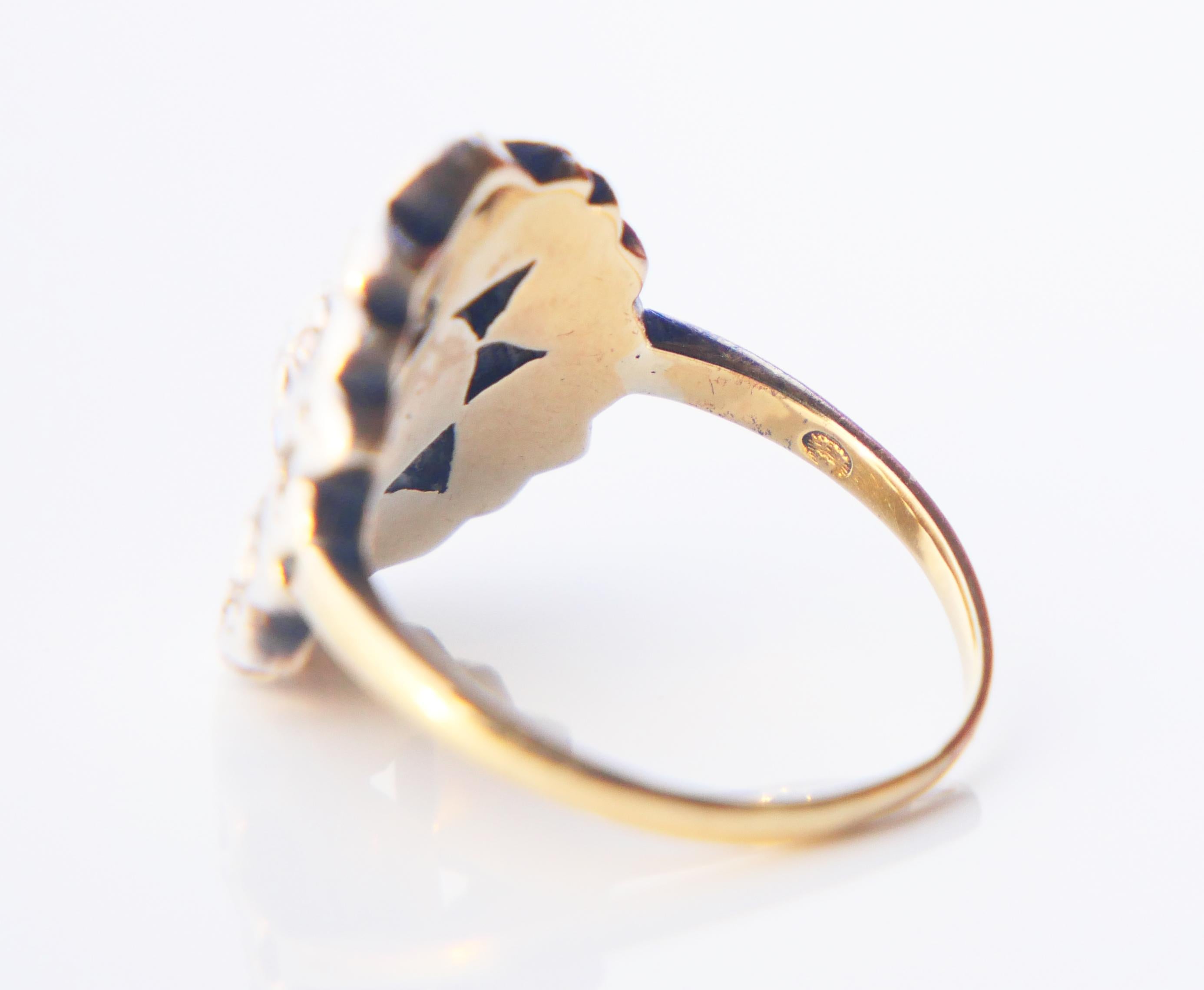 Antique Halo Ring natural 1.2 ctw. Diamonds solid 18K Gold Silver ØUS6 / 5.5 gr For Sale 8