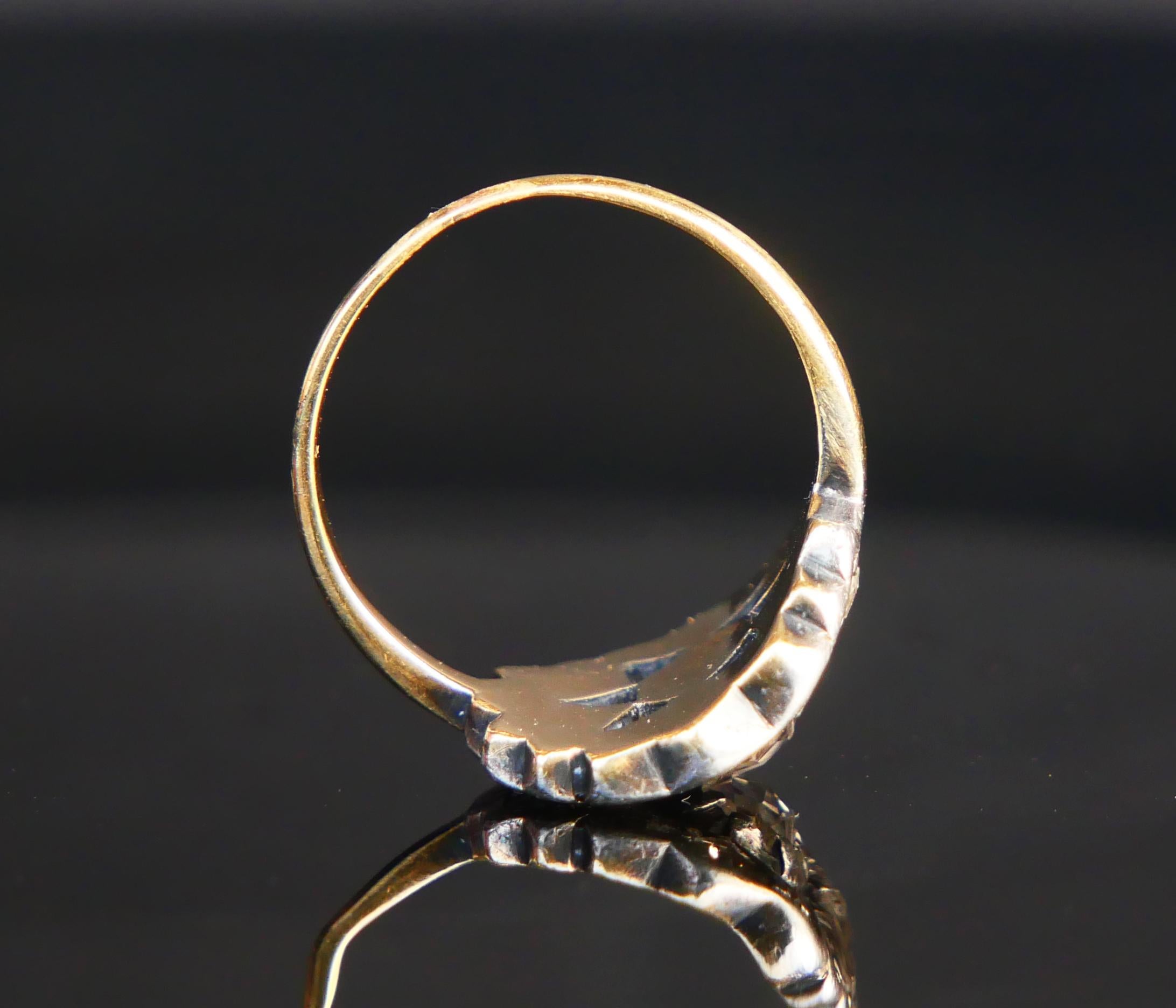 Women's Antique Halo Ring natural 1.2 ctw. Diamonds solid 18K Gold Silver ØUS6 / 5.5 gr For Sale